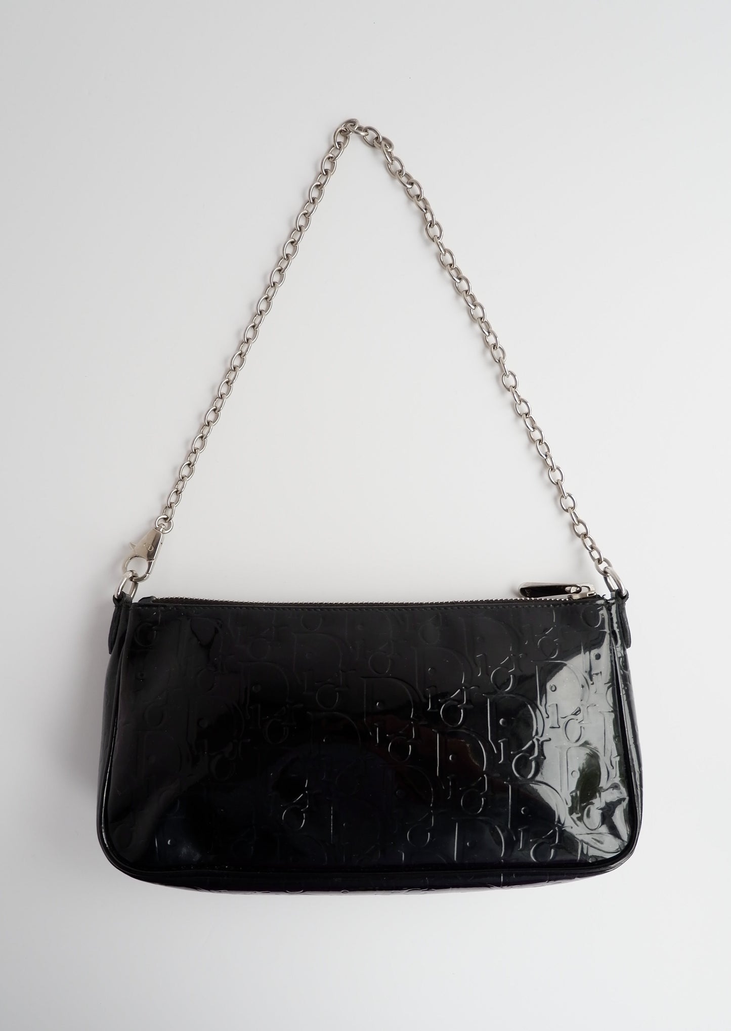 Authentic Preowned Dior Black Patent Leather Logo Shoulder Bag