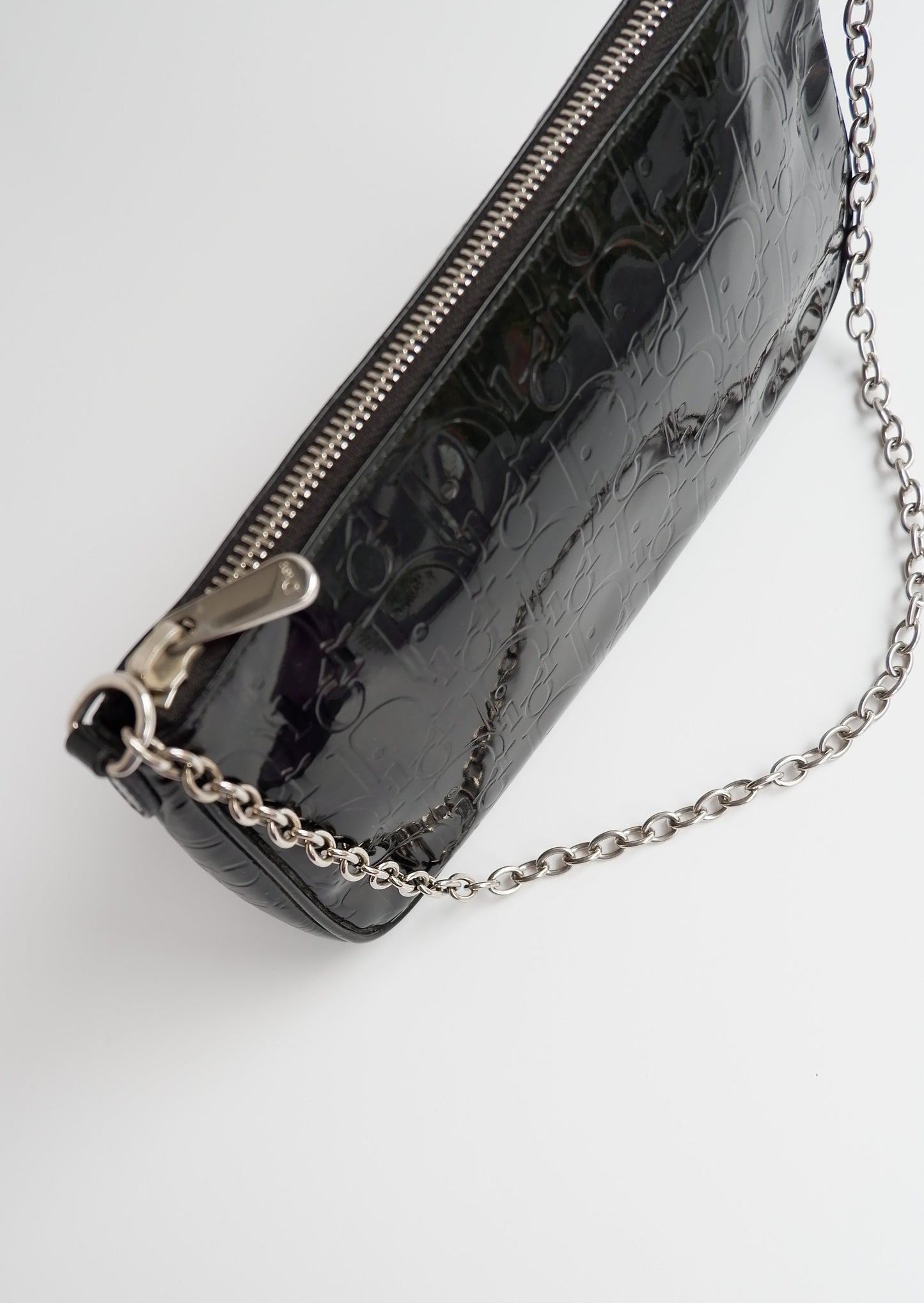 Authentic Preowned Dior Black Patent Leather Logo Shoulder Bag