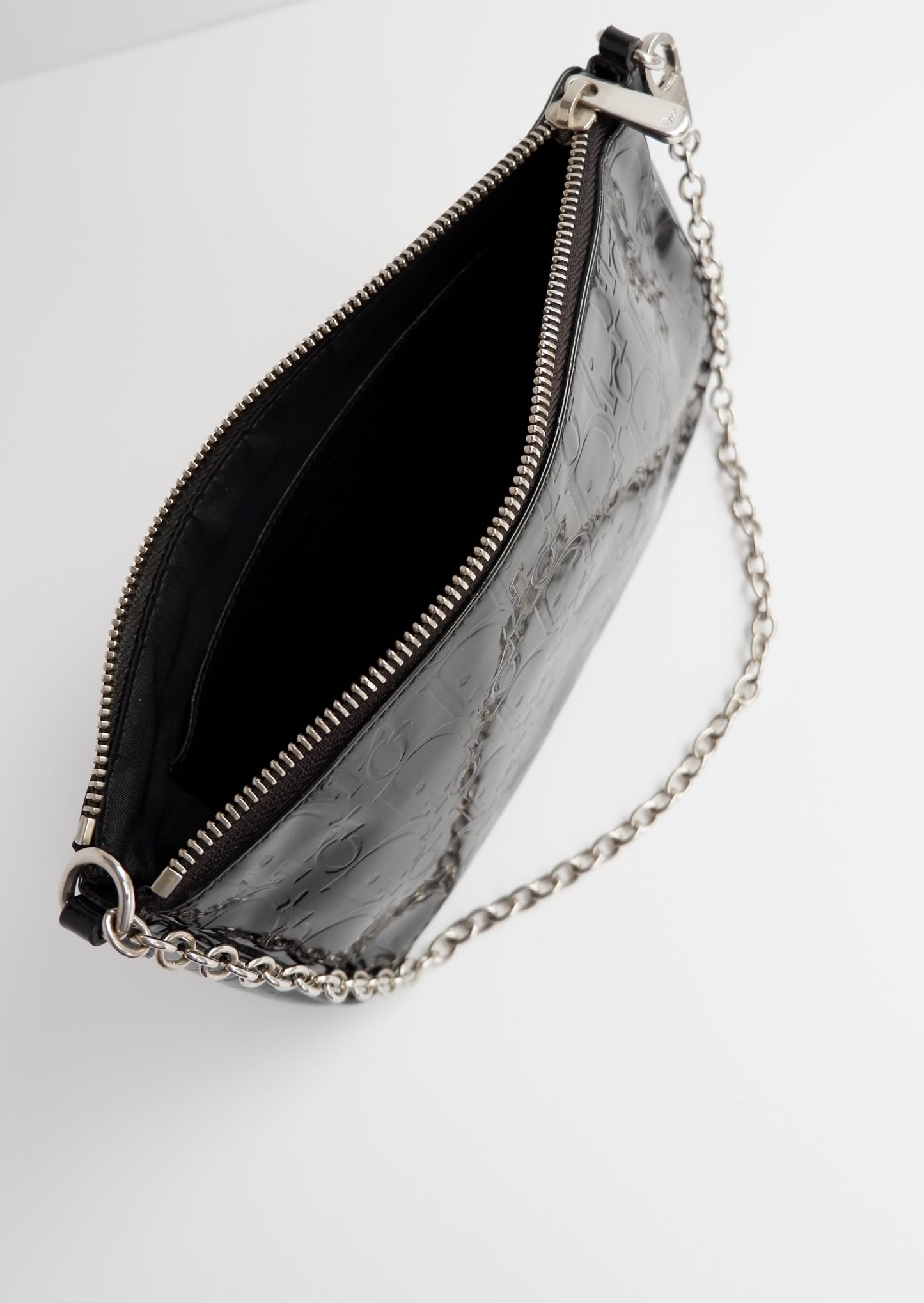 Authentic Preowned Dior Black Patent Leather Logo Shoulder Bag