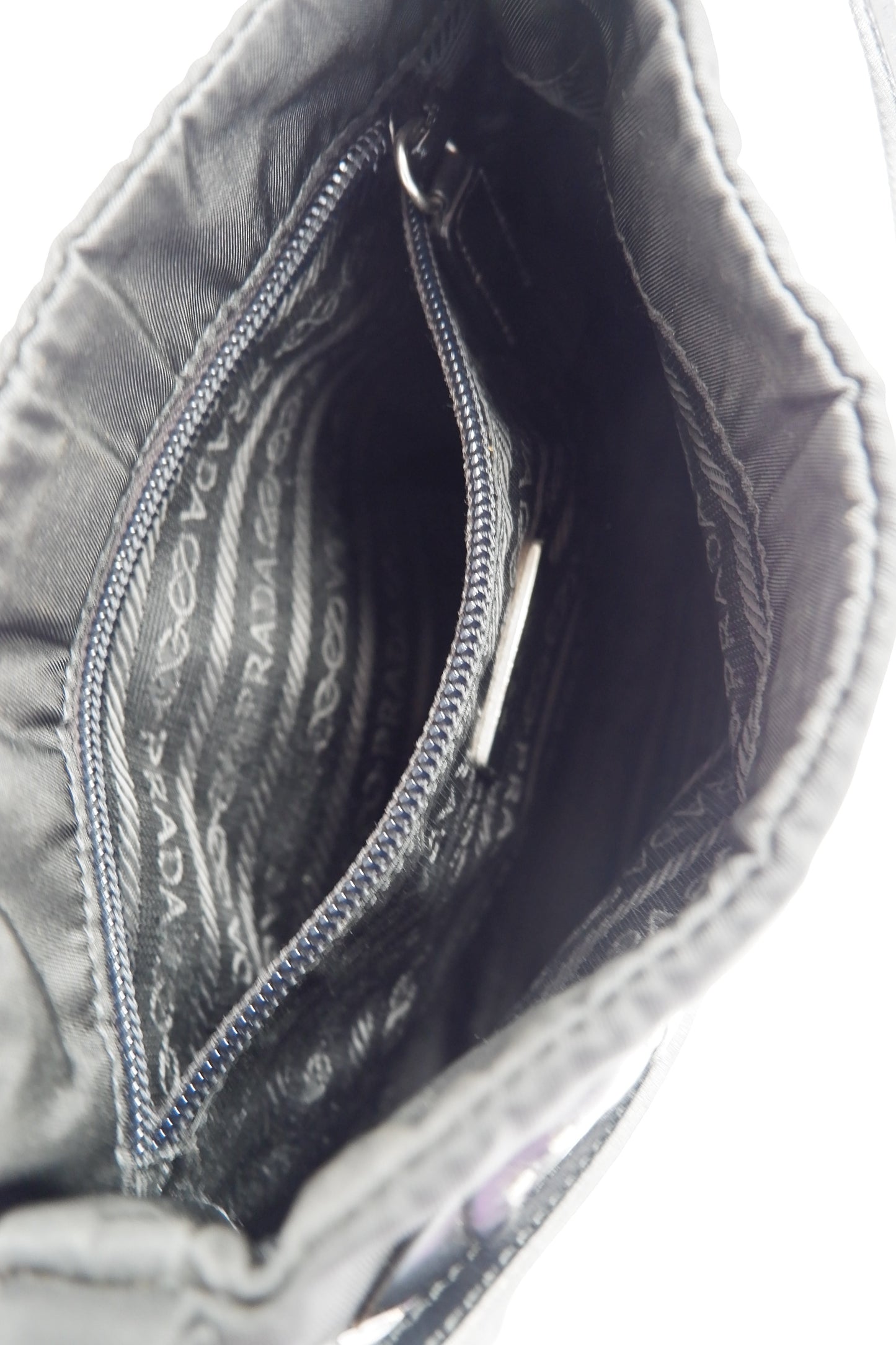 Authentic Preowned Prada Black/White Nylon Rose Detail Shoulder Bag