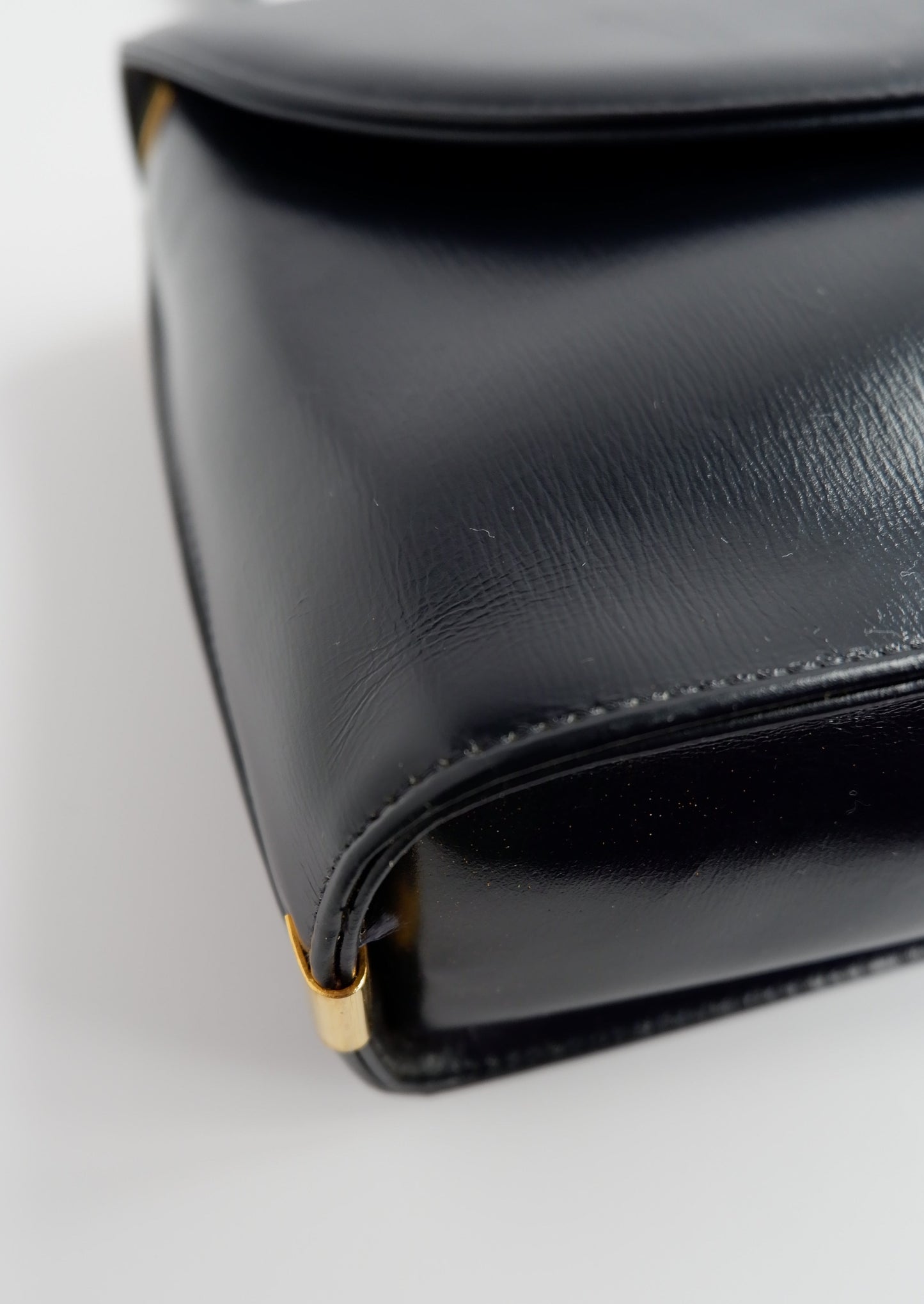 Authentic Preowned Vintage Dior Navy Leather Handbag with Crossbody Strap