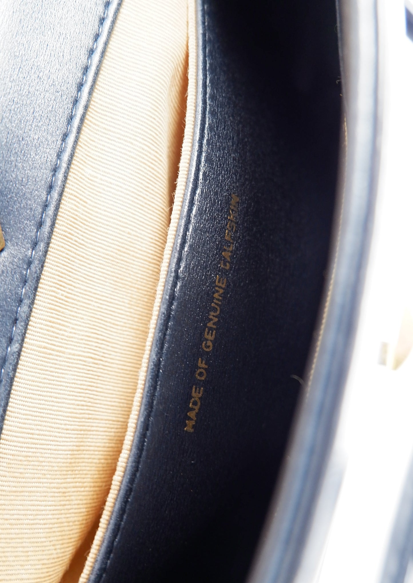 Authentic Preowned Vintage Dior Navy Leather Handbag with Crossbody Strap