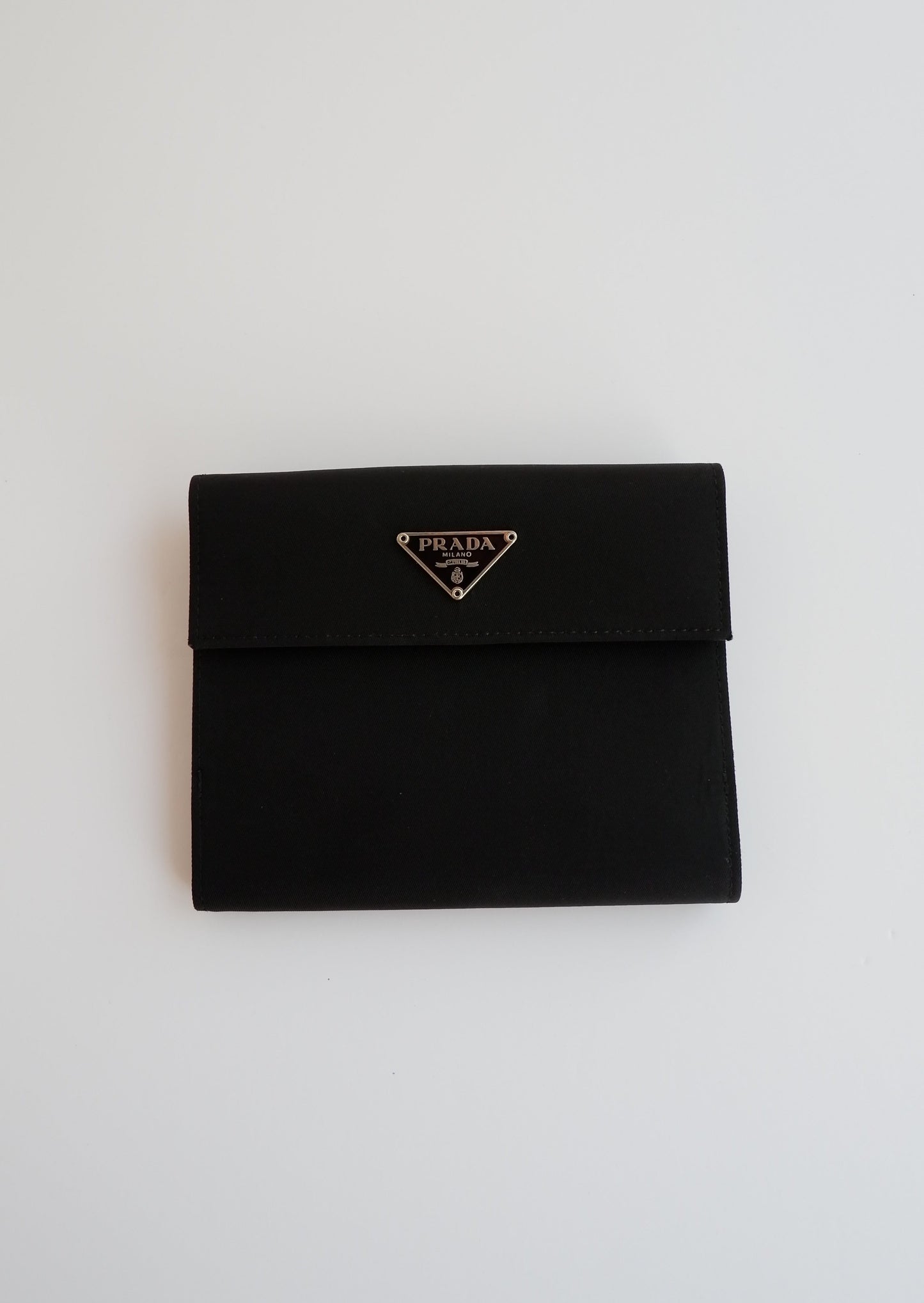 Authentic Preowned Prada Black Coated Canvas Square Bi-Fold Wallet