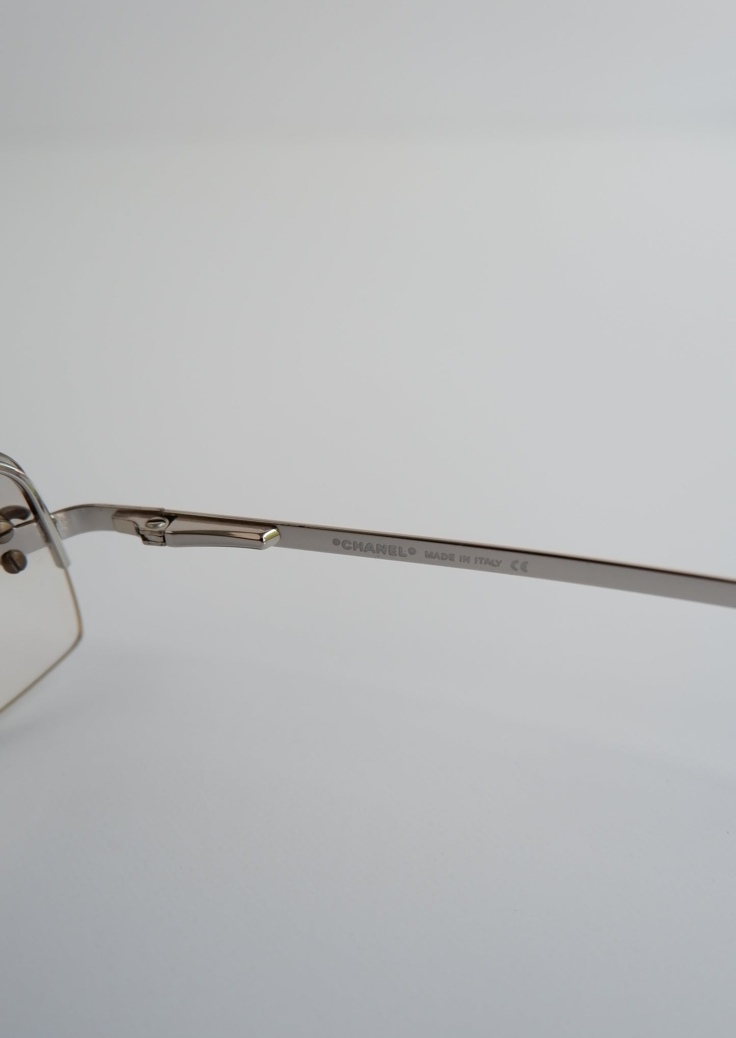 Authentic Preowned Y2K Chanel Transparent CC Logo Square Frame Sunglasses