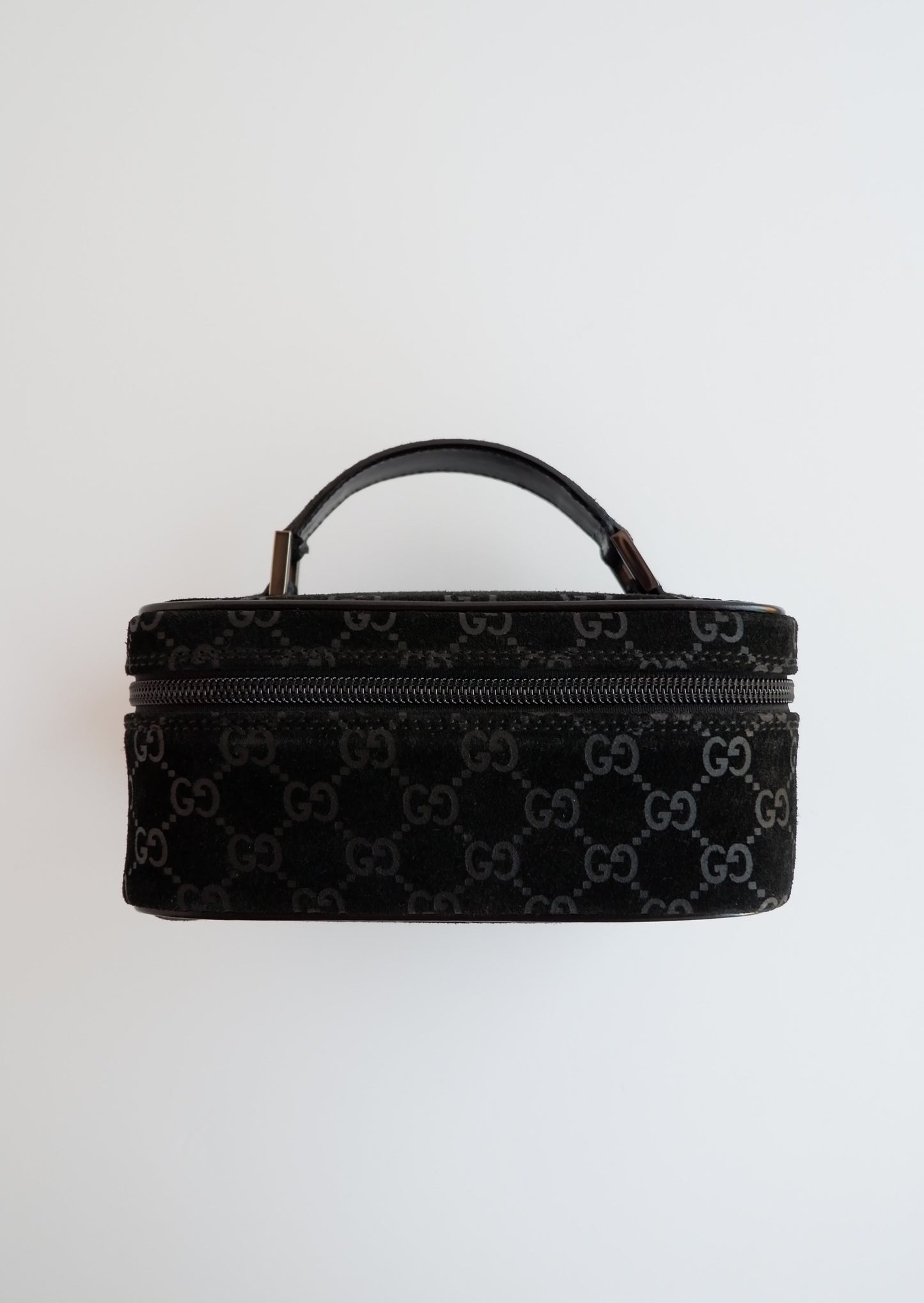 Authentic Preowned Gucci Black GG Print Suede Vanity Bag