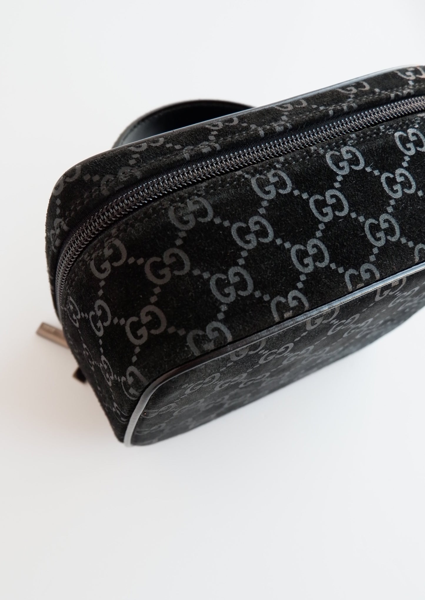 Authentic Preowned Gucci Black GG Print Suede Vanity Bag