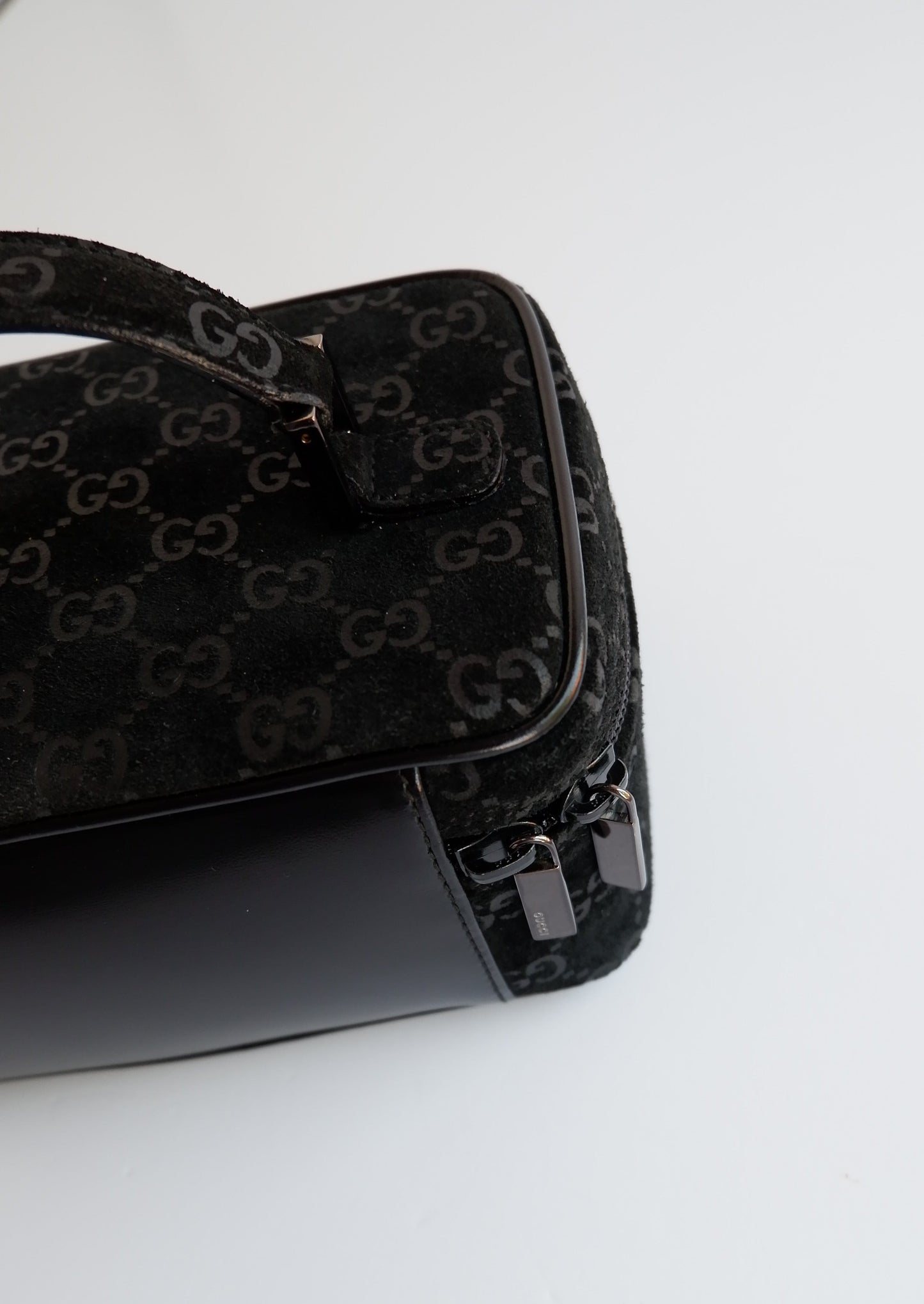 Authentic Preowned Gucci Black GG Print Suede Vanity Bag