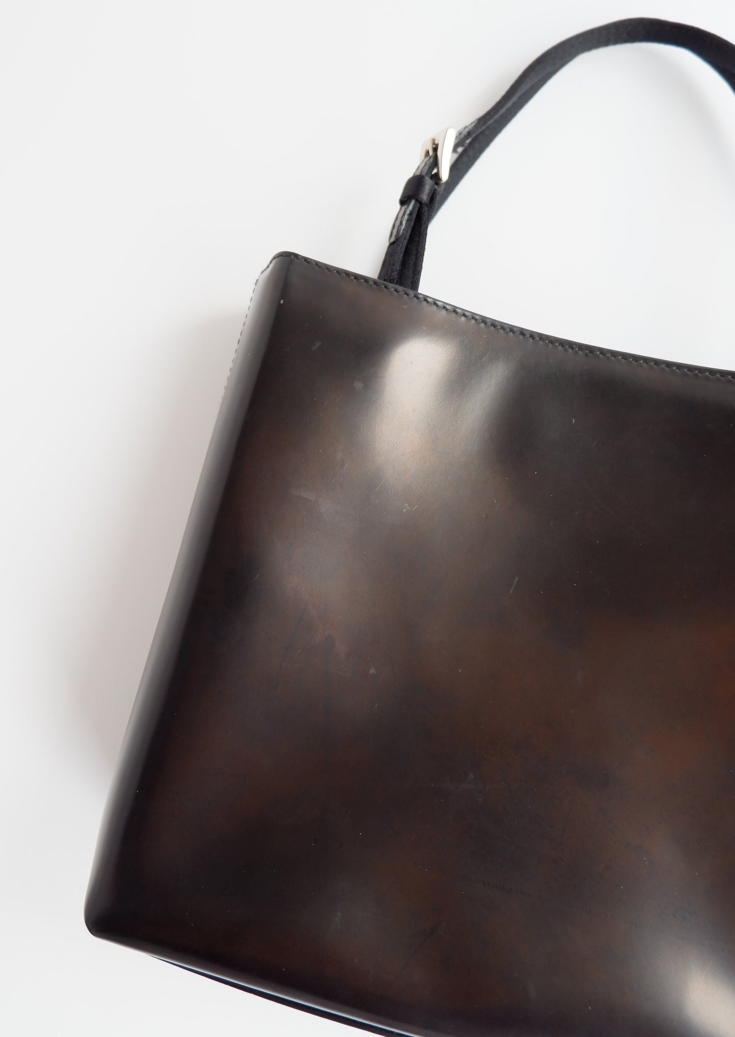 Authentic Preowned Prada Black Patent Leather Micro Tote/ Handbag