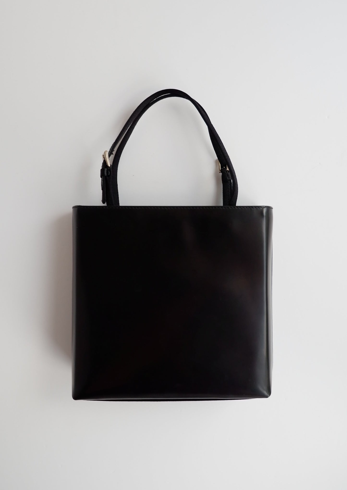 Authentic Preowned Prada Black Patent Leather Micro Tote/ Handbag