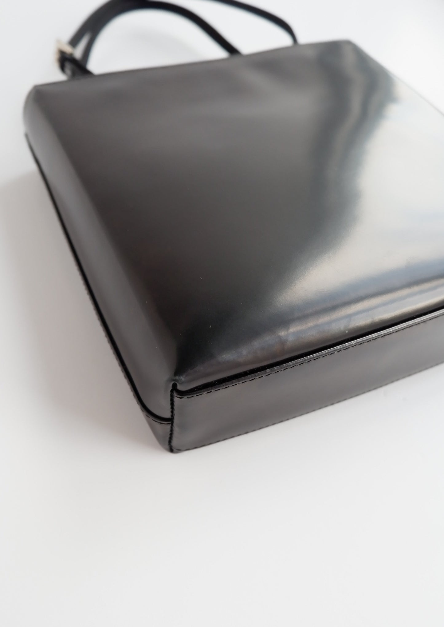 Authentic Preowned Prada Black Patent Leather Micro Tote/ Handbag