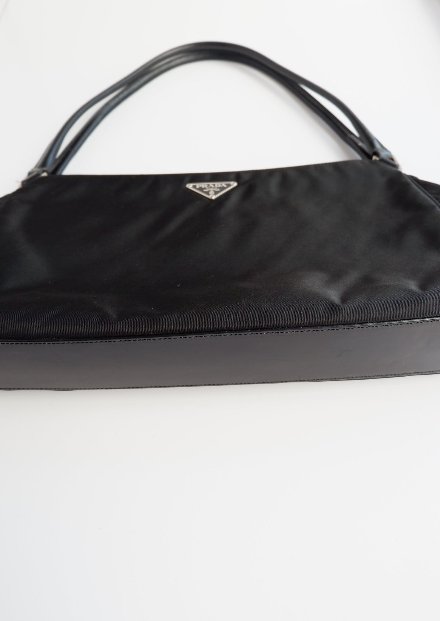 Authentic Preowned Prada Black Nylon Leather Strap Expandable Shoulder Bag