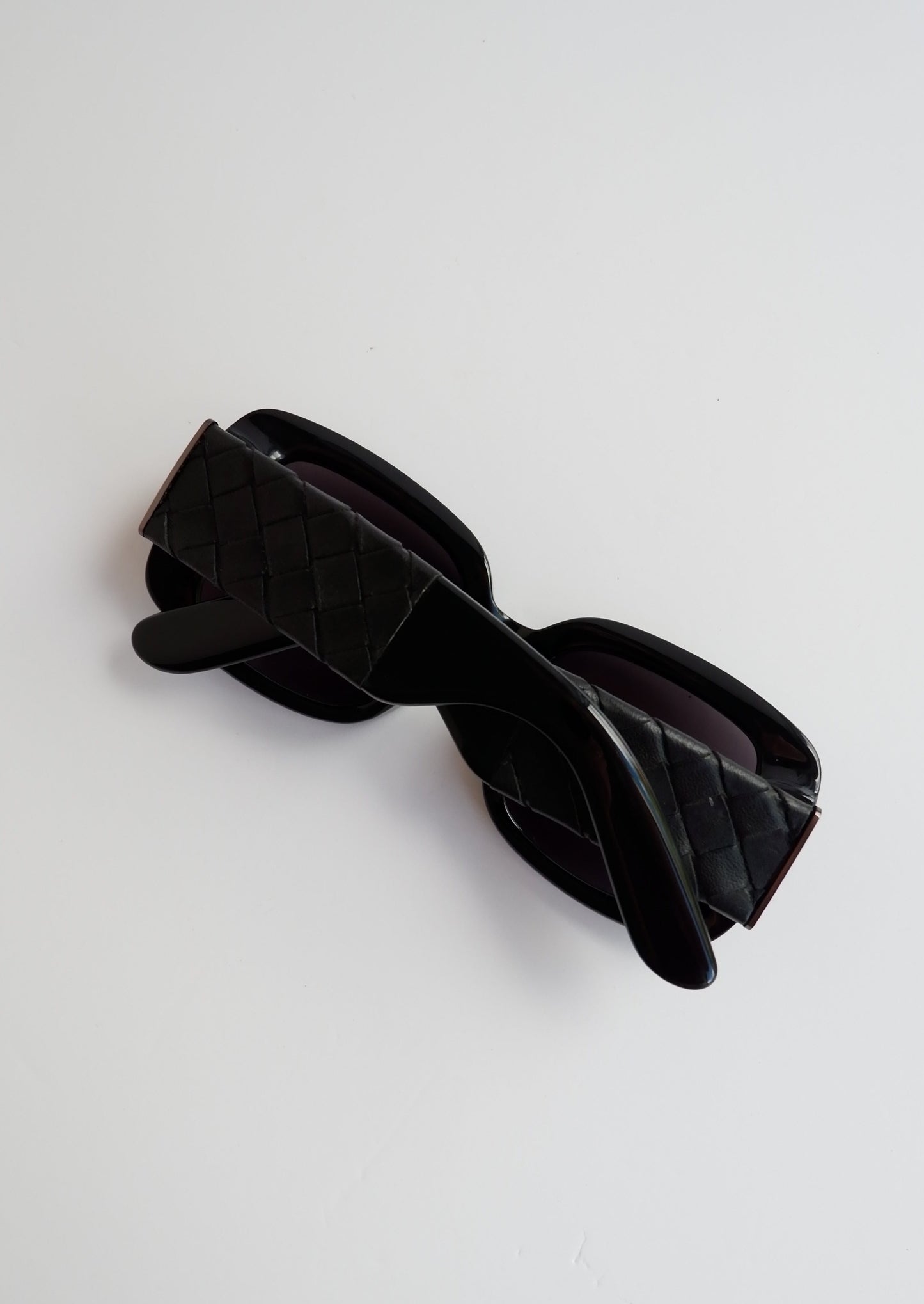 Authentic Preowned Bottega Veneta Black Square Frame Woven Arm Sunglasses