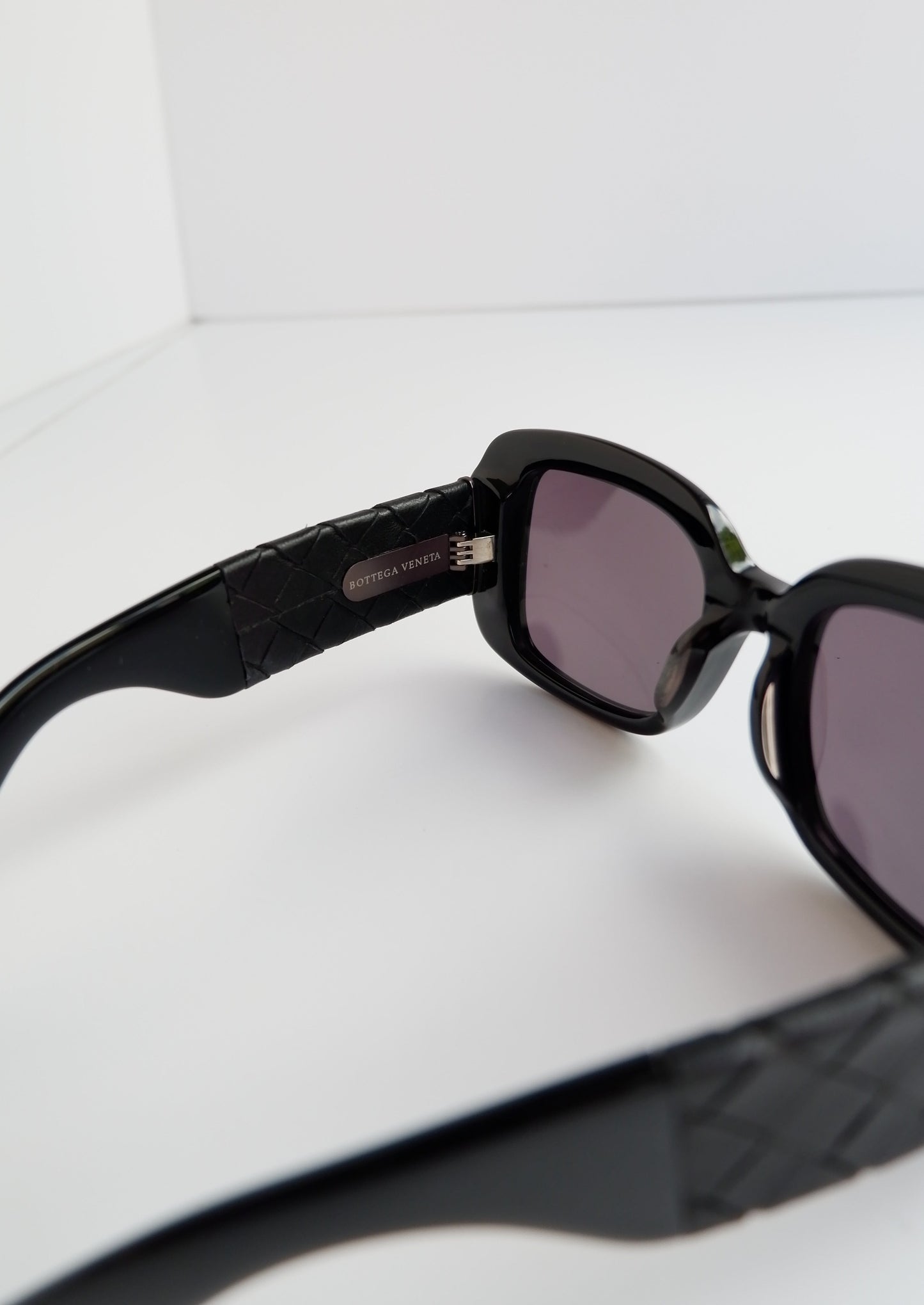 Authentic Preowned Bottega Veneta Black Square Frame Woven Arm Sunglasses