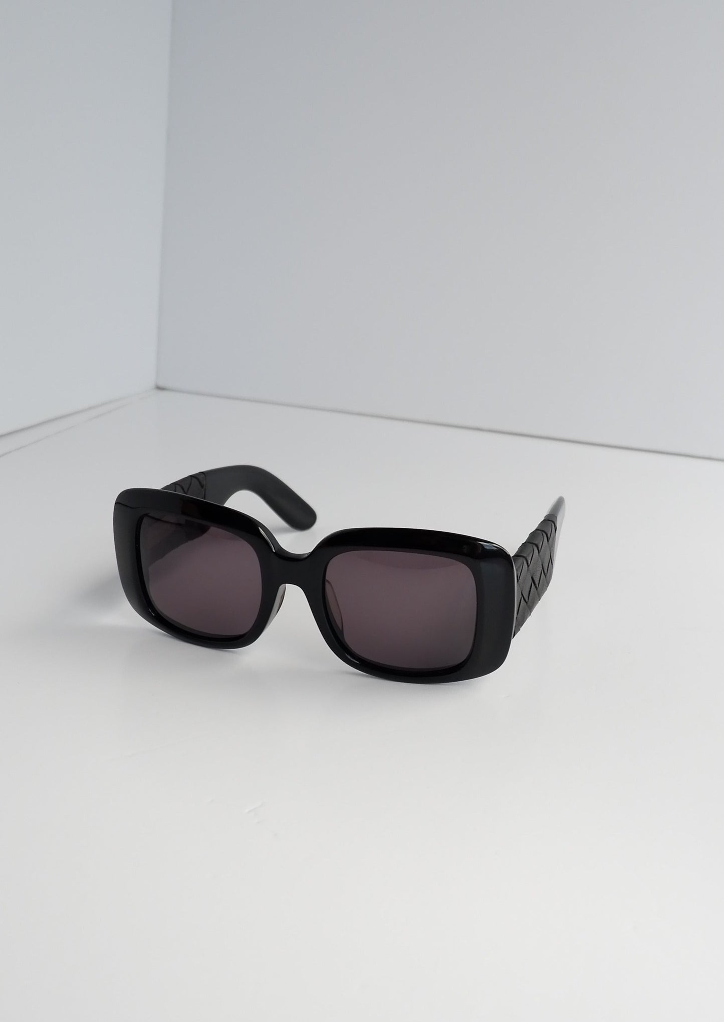 Authentic Preowned Bottega Veneta Black Square Frame Woven Arm Sunglasses