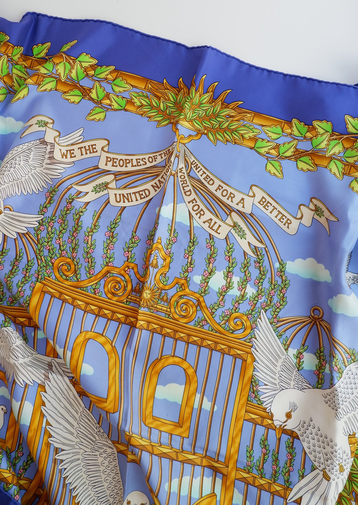 Authentic Preowned Hermes Multi-Colour Birds Silk Scarf