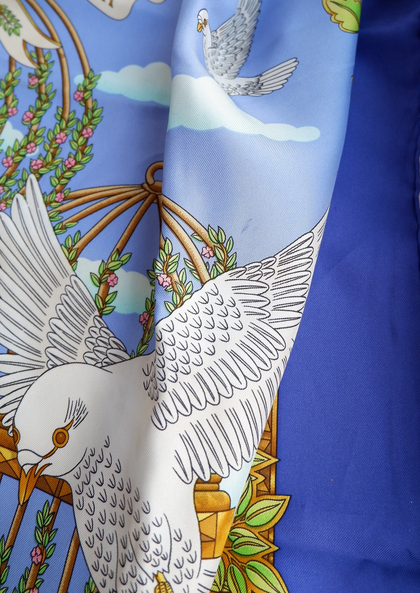 Authentic Preowned Hermes Multi-Colour Birds Silk Scarf