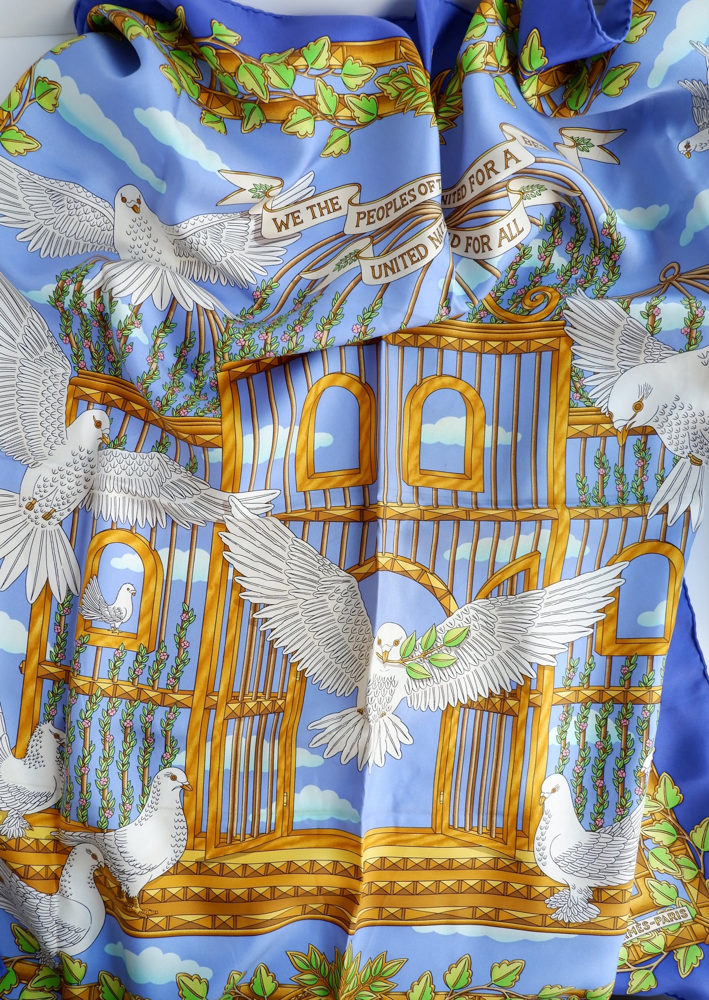 Authentic Preowned Hermes Multi-Colour Birds Silk Scarf