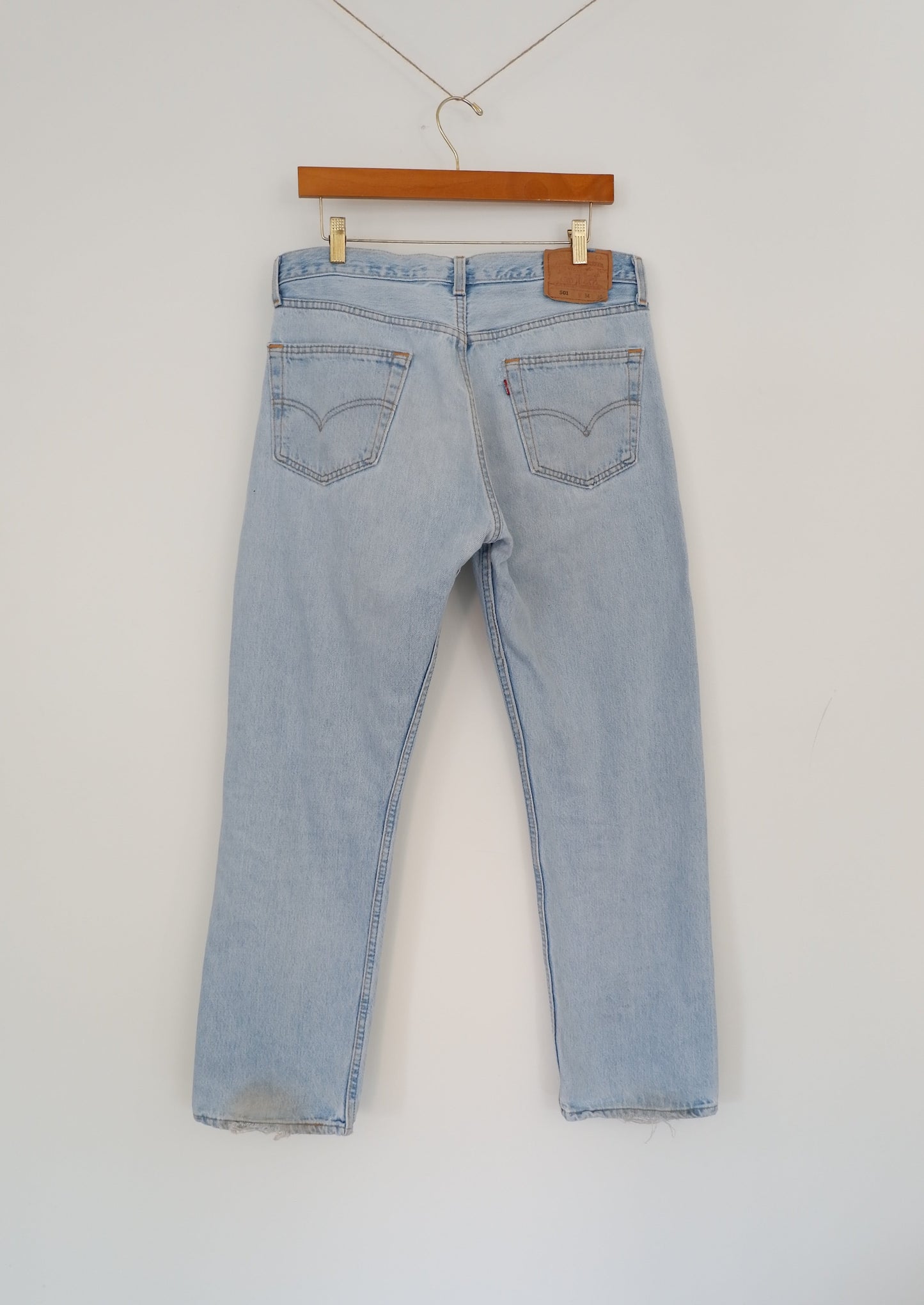 Levis Vintage 501 Light Wash Relaxed Fit Straight Leg Jeans - 34