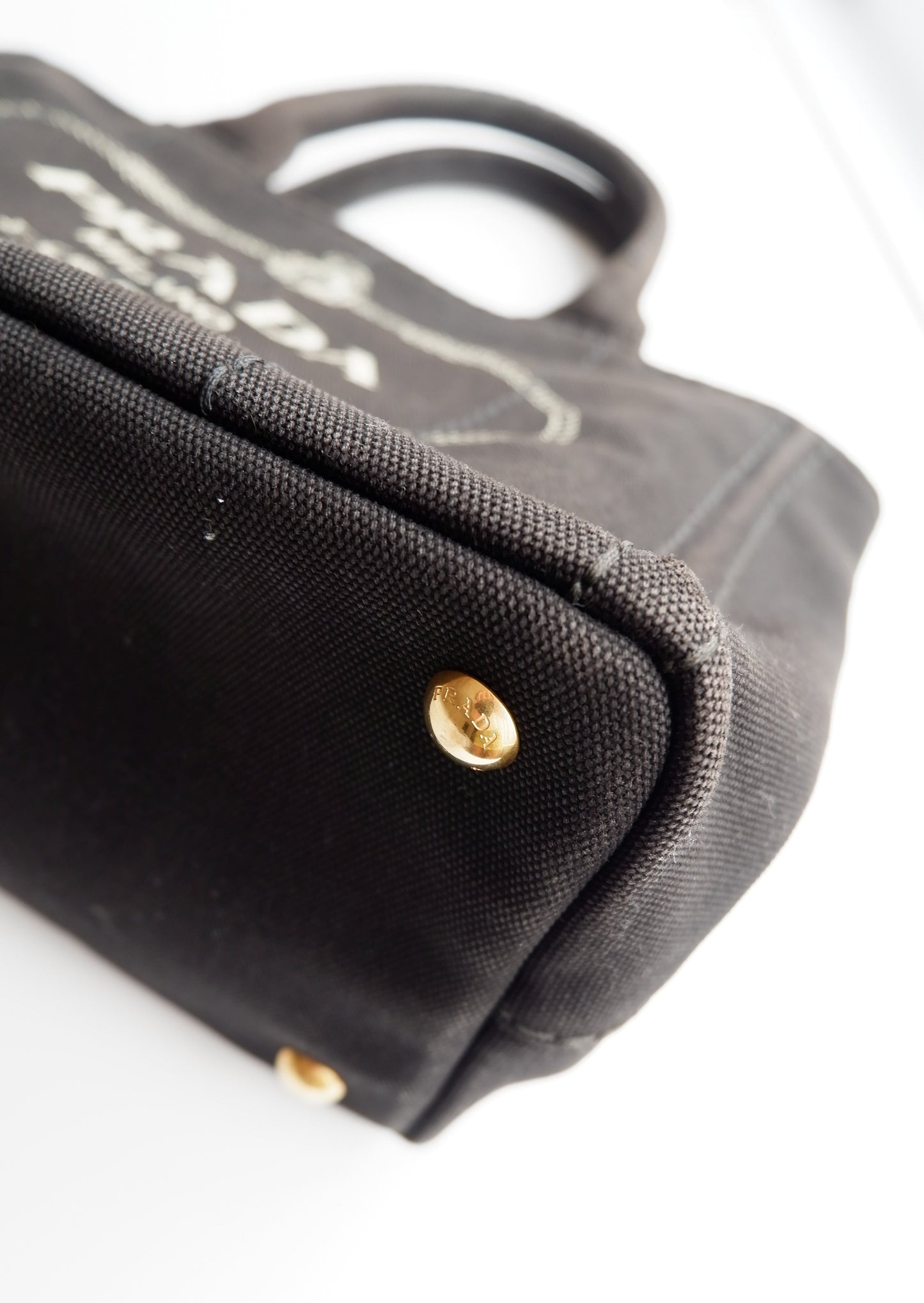 Authentic Preowned Prada Black Canvas Canapa Crossbody / Tote Bag