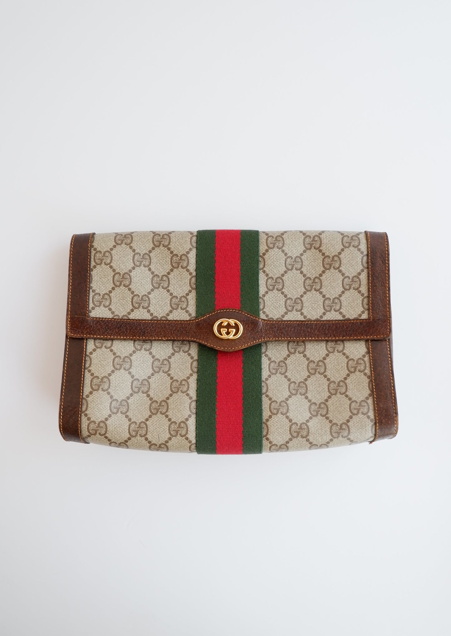 Authentic Preowned Vintage Gucci GG Print Clutch