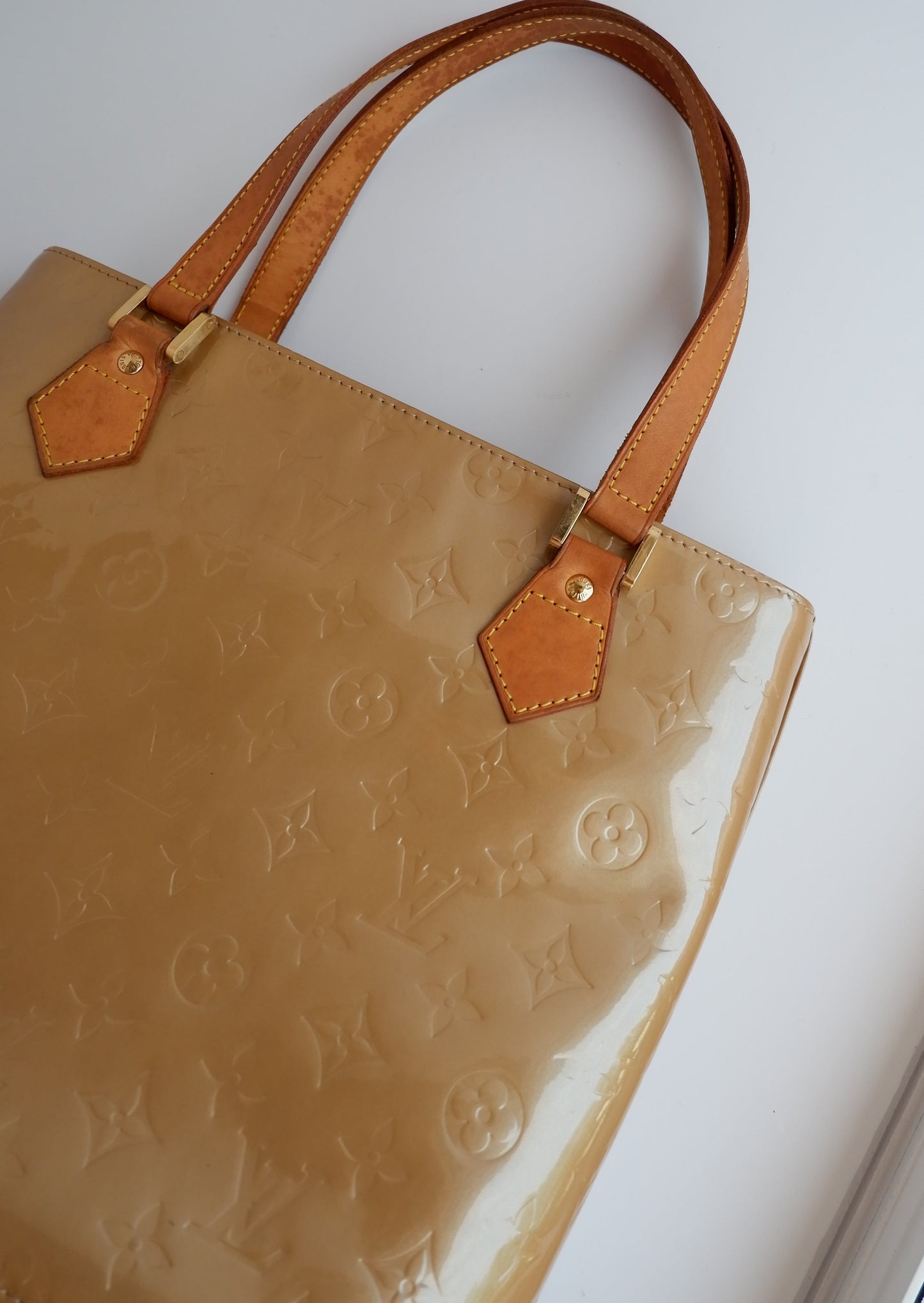 Authentic Preowned Louis Vuitton Monogram Vernis Beige Houston Bag