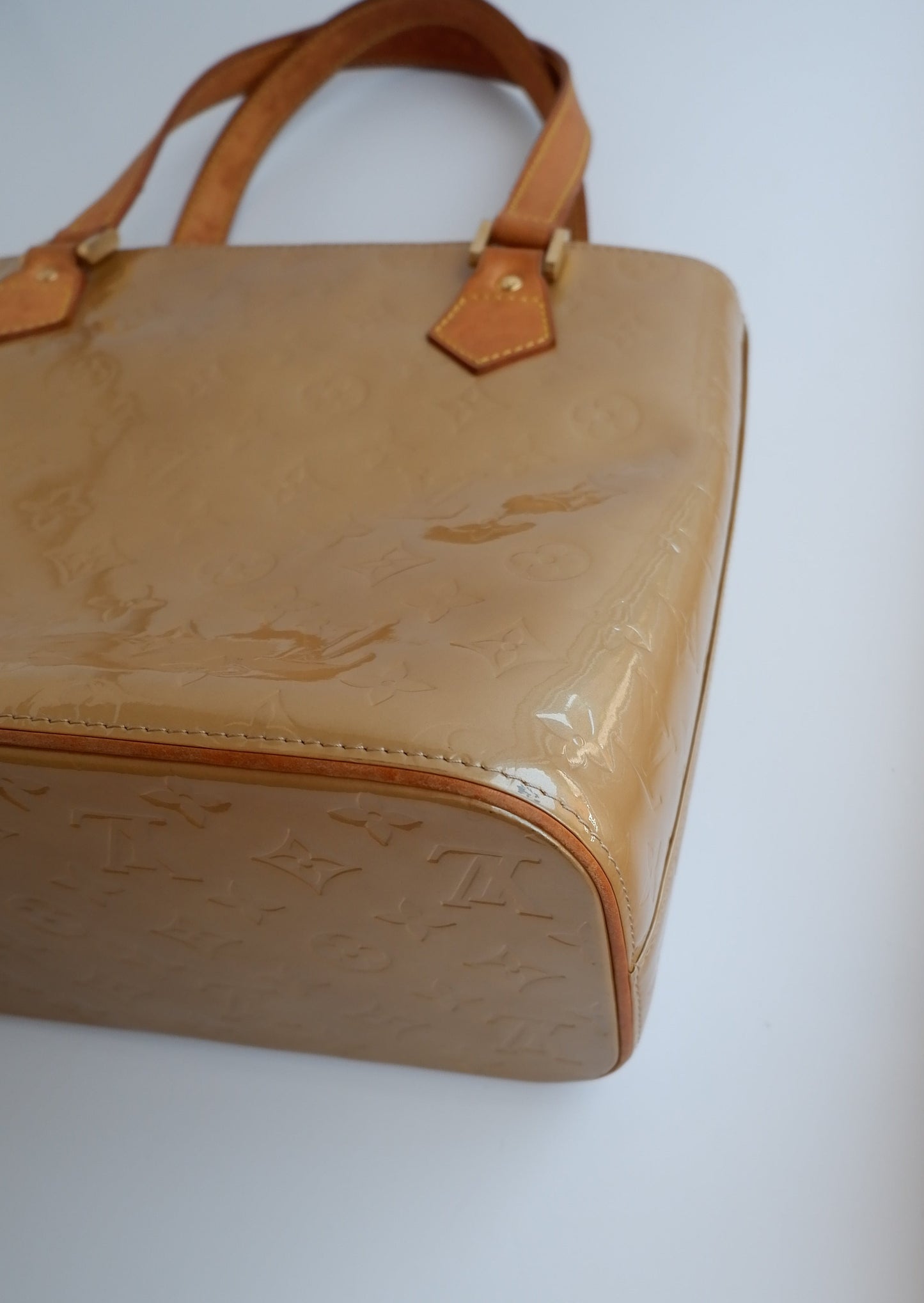 Authentic Preowned Louis Vuitton Monogram Vernis Beige Houston Bag