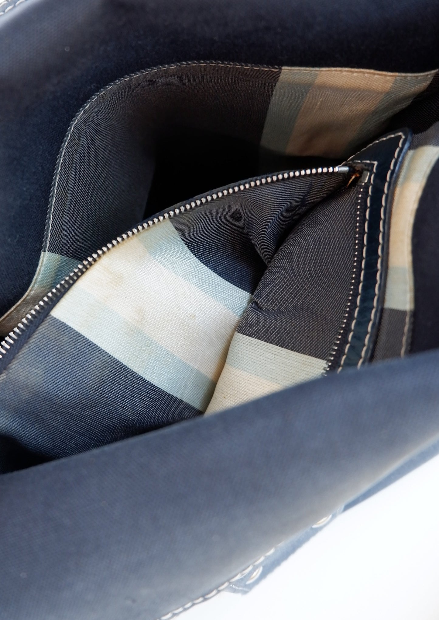 Authentic Preowned Fendi Navy Canvas Baguette Shoulder Bag