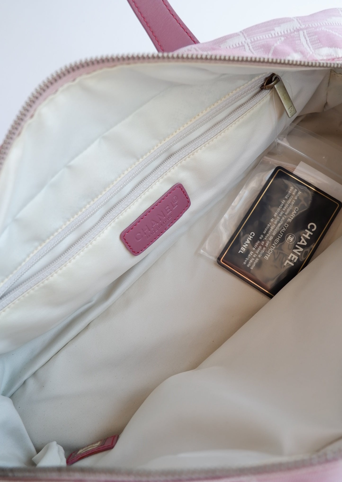 Authentic Preowned Vintage Chanel Pink New Travel Line Shoulder Bag