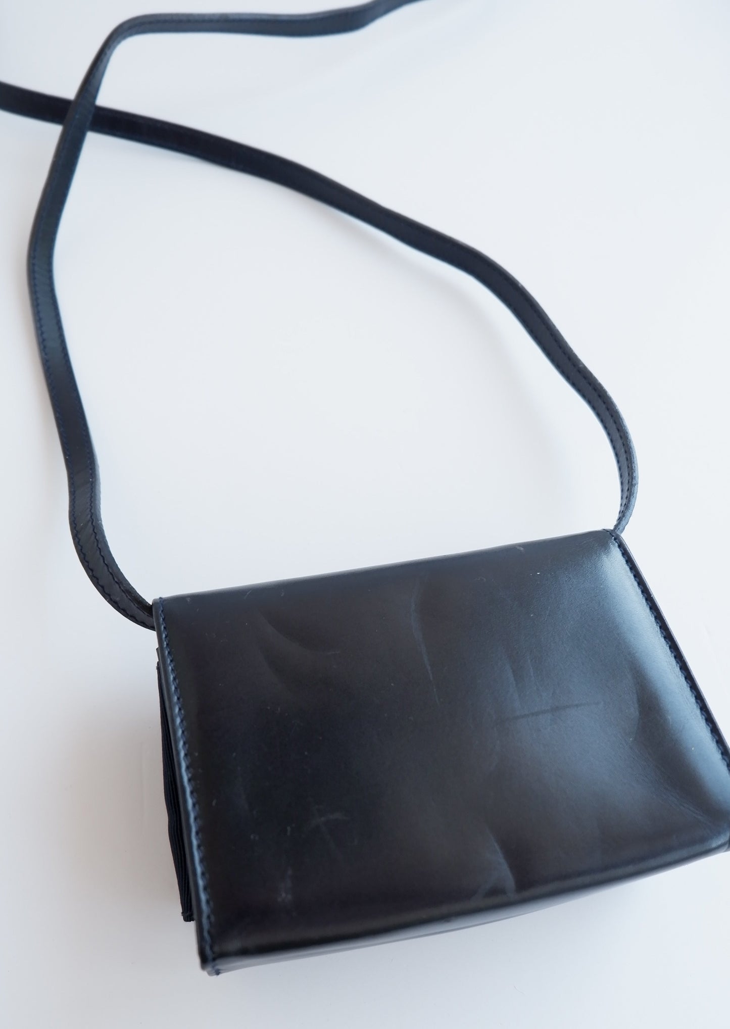 Authentic Preowed Ferragmo Navy Leather Micro Crossbody Bag