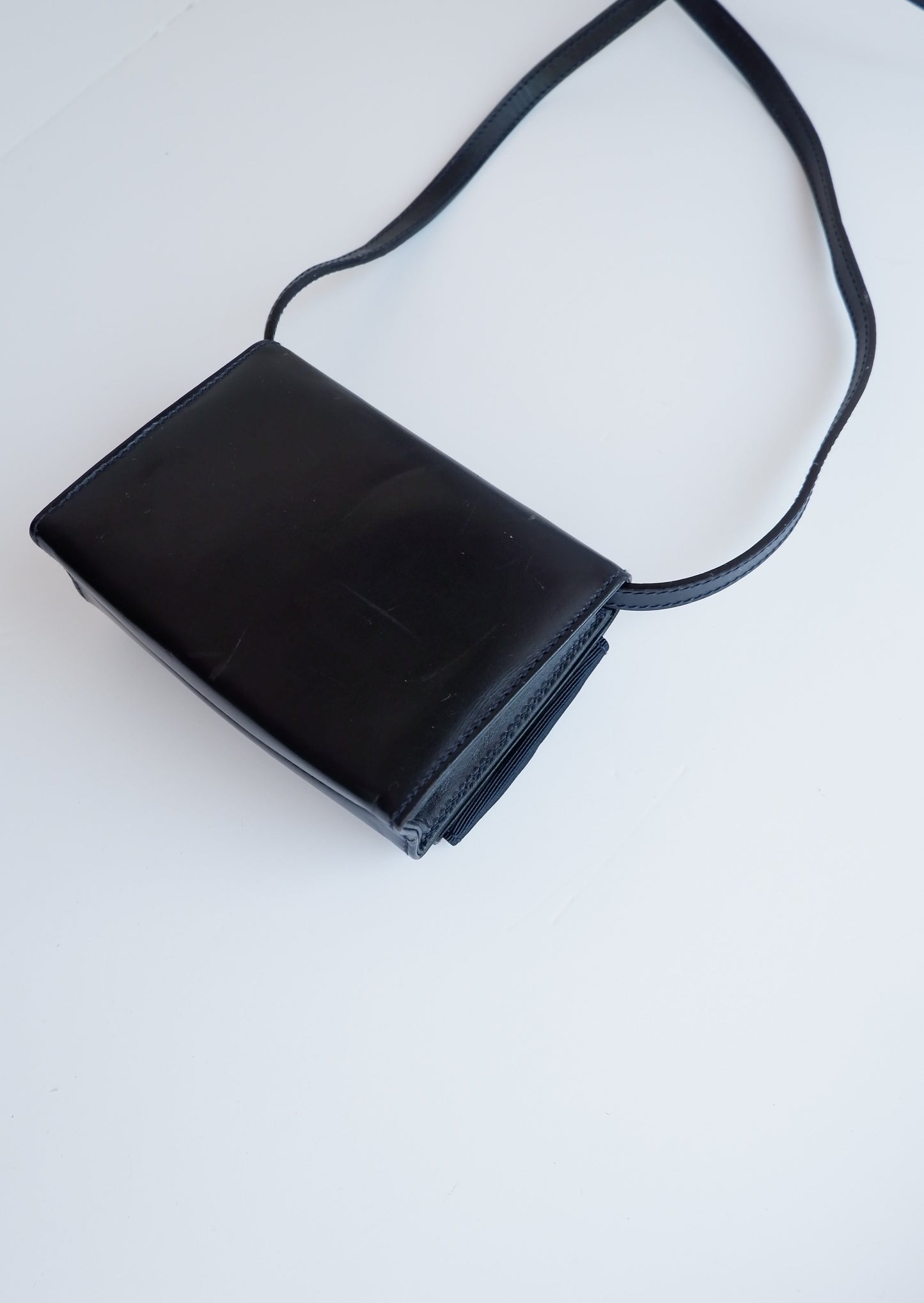 Authentic Preowed Ferragmo Navy Leather Micro Crossbody Bag