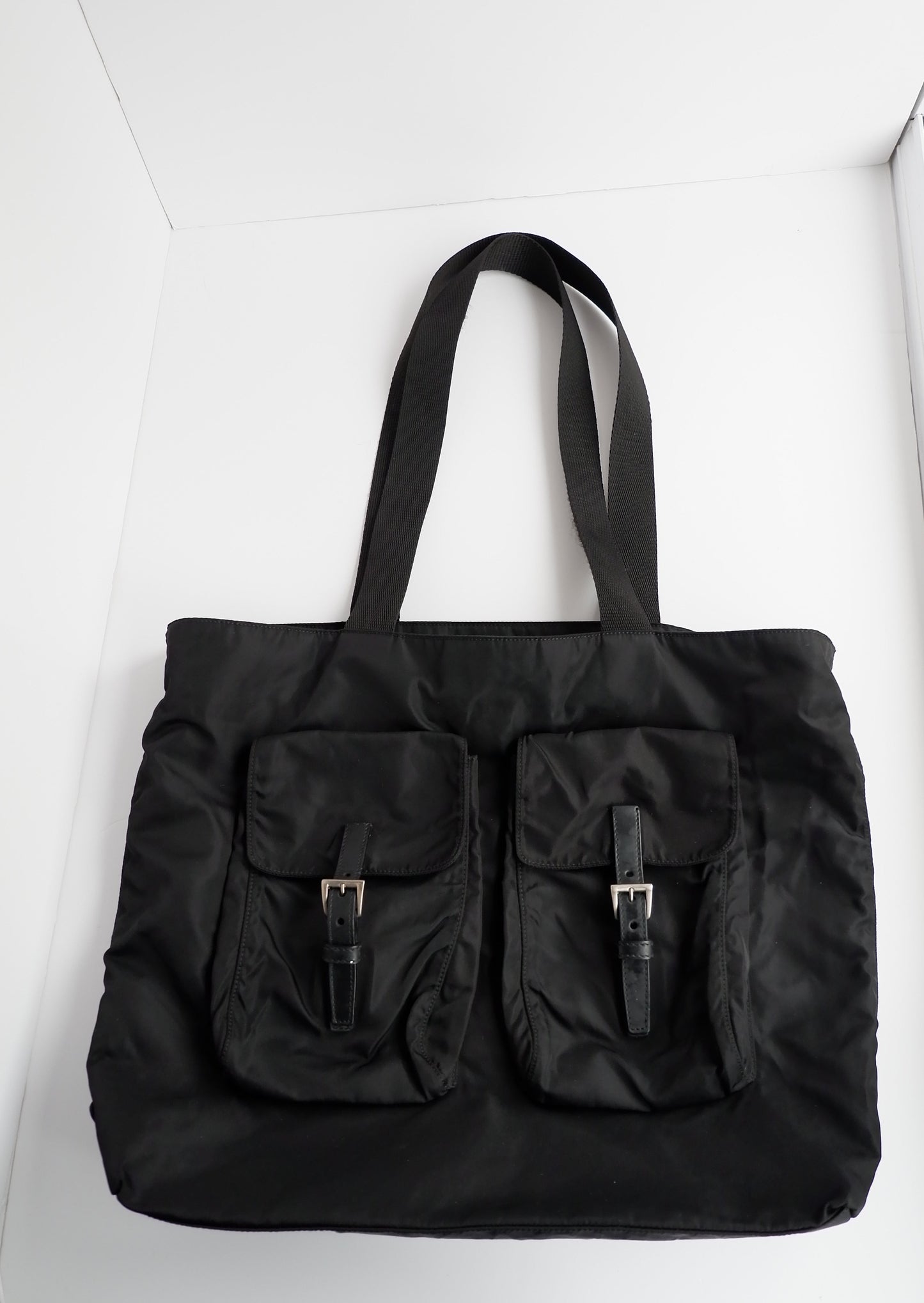 Authentic Preowned Prada Black Nylon Pocket Detail Tote Bag