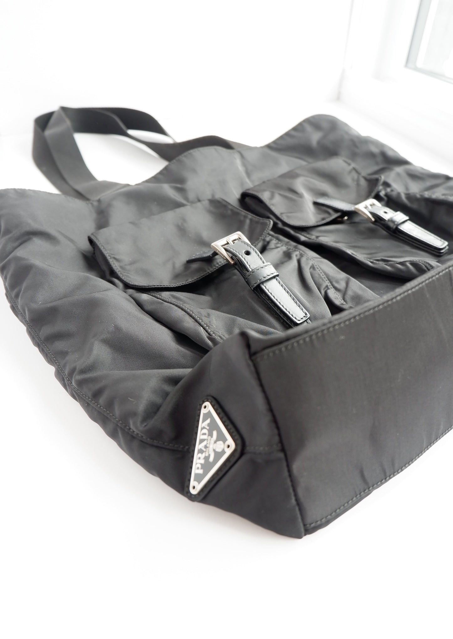Authentic Preowned Prada Black Nylon Pocket Detail Tote Bag