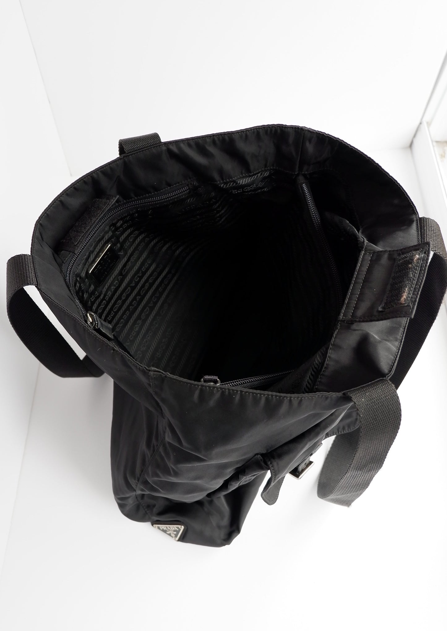 Authentic Preowned Prada Black Nylon Pocket Detail Tote Bag