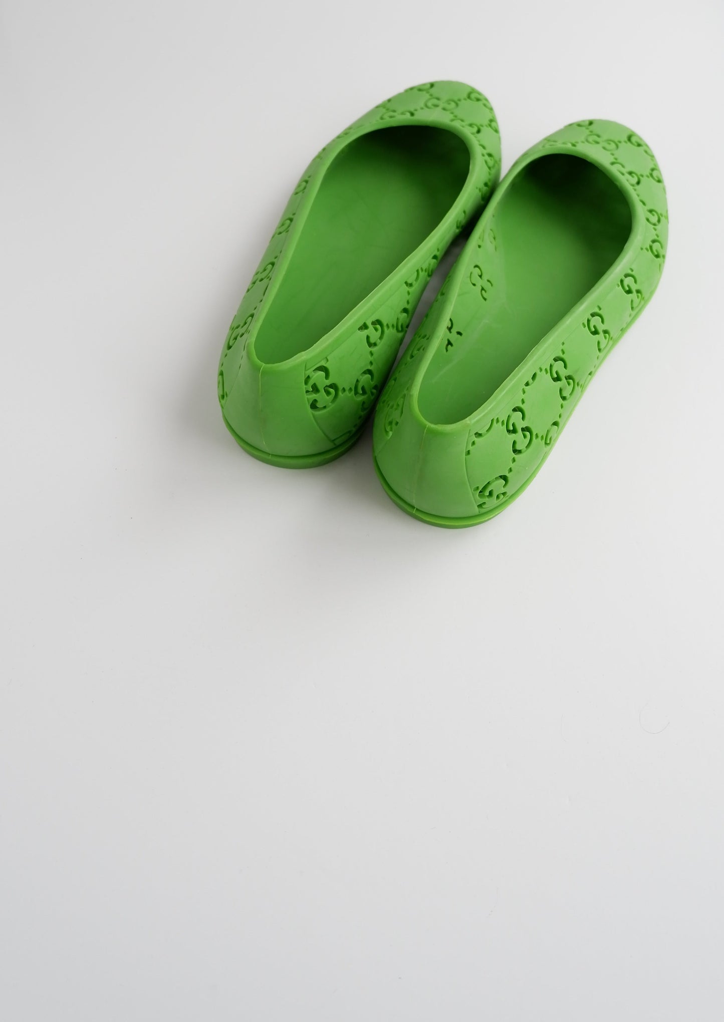 Authentic Preowned Gucci Green GG Print Jelly Flats - 37