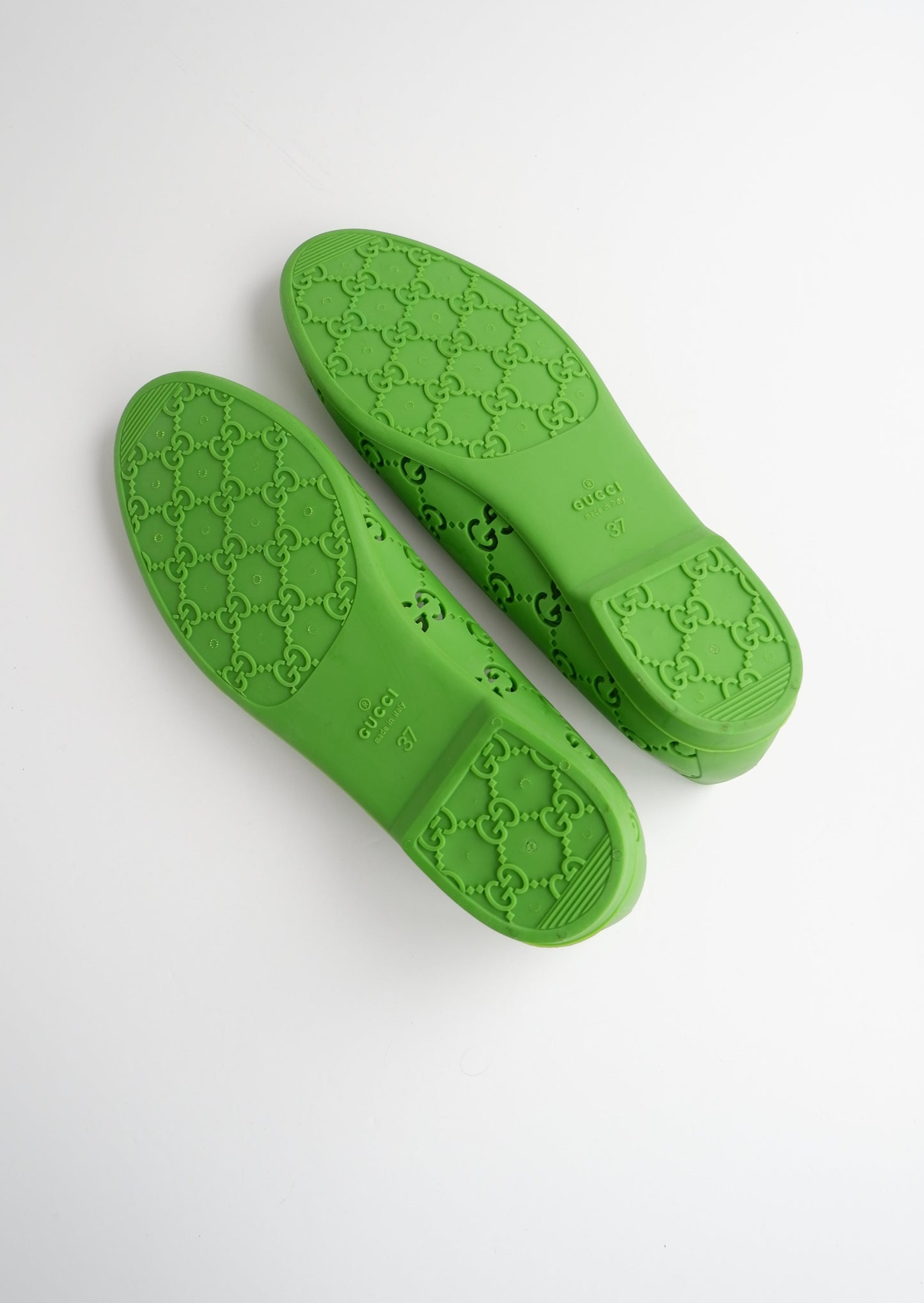 Authentic Preowned Gucci Green GG Print Jelly Flats - 37