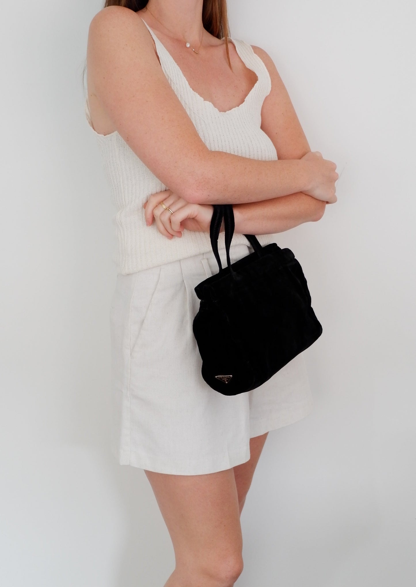 Authentic Preowned Prada Black Velvet Handbag