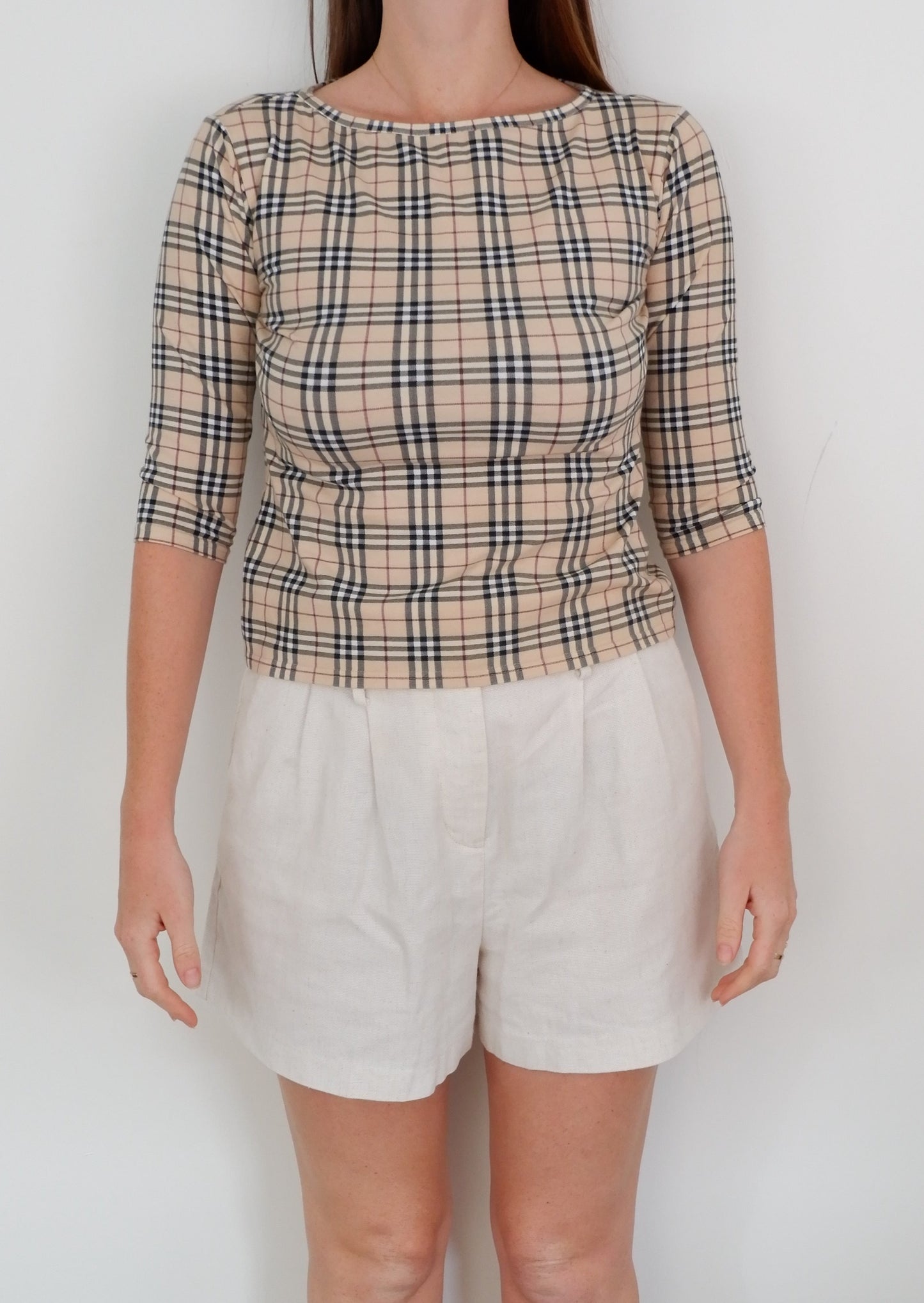 Authentic Preowned Burberry House Check 3/4 Length Sleeve Cotton T-Shirt  - M