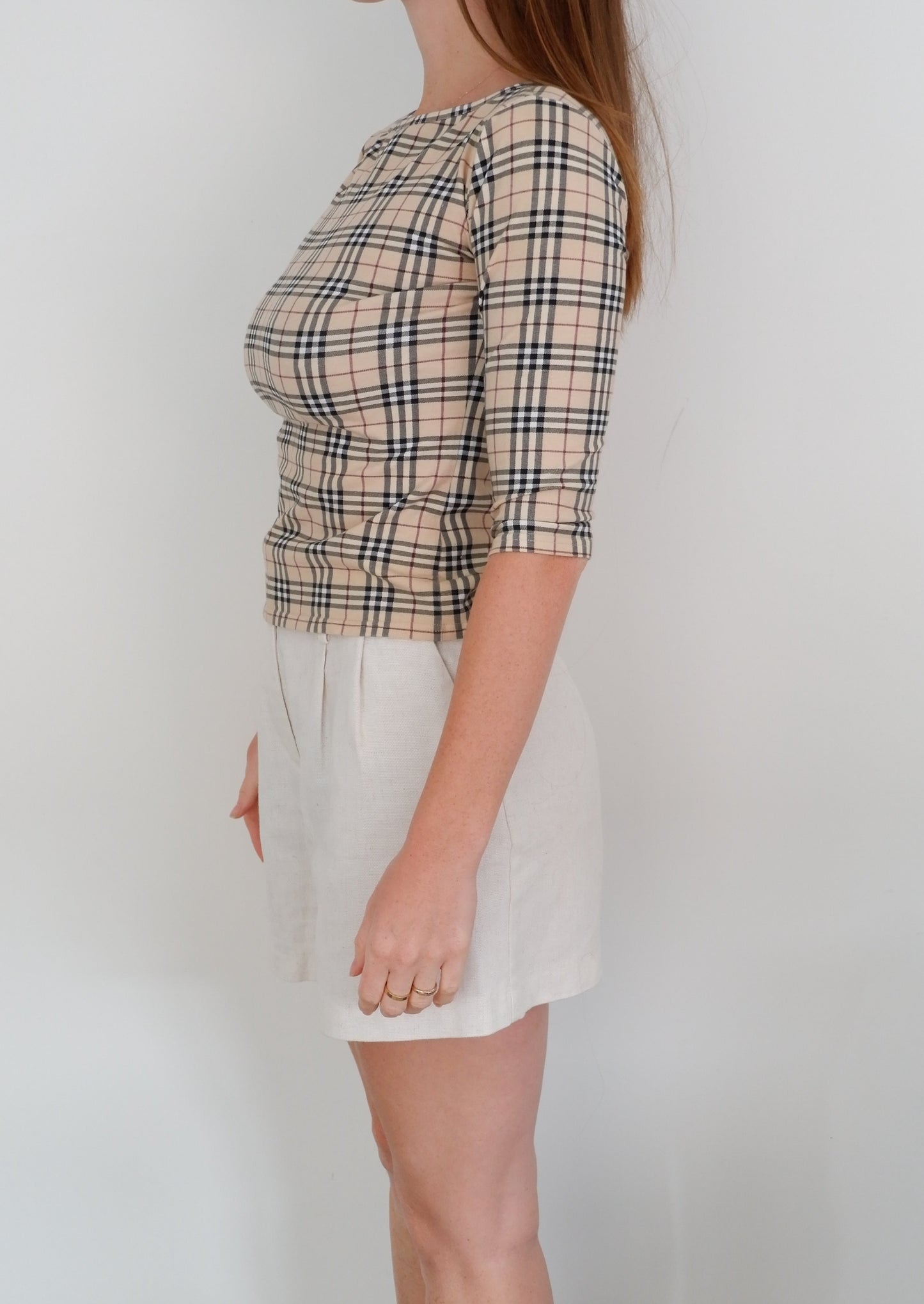 Authentic Preowned Burberry House Check 3/4 Length Sleeve Cotton T-Shirt  - M