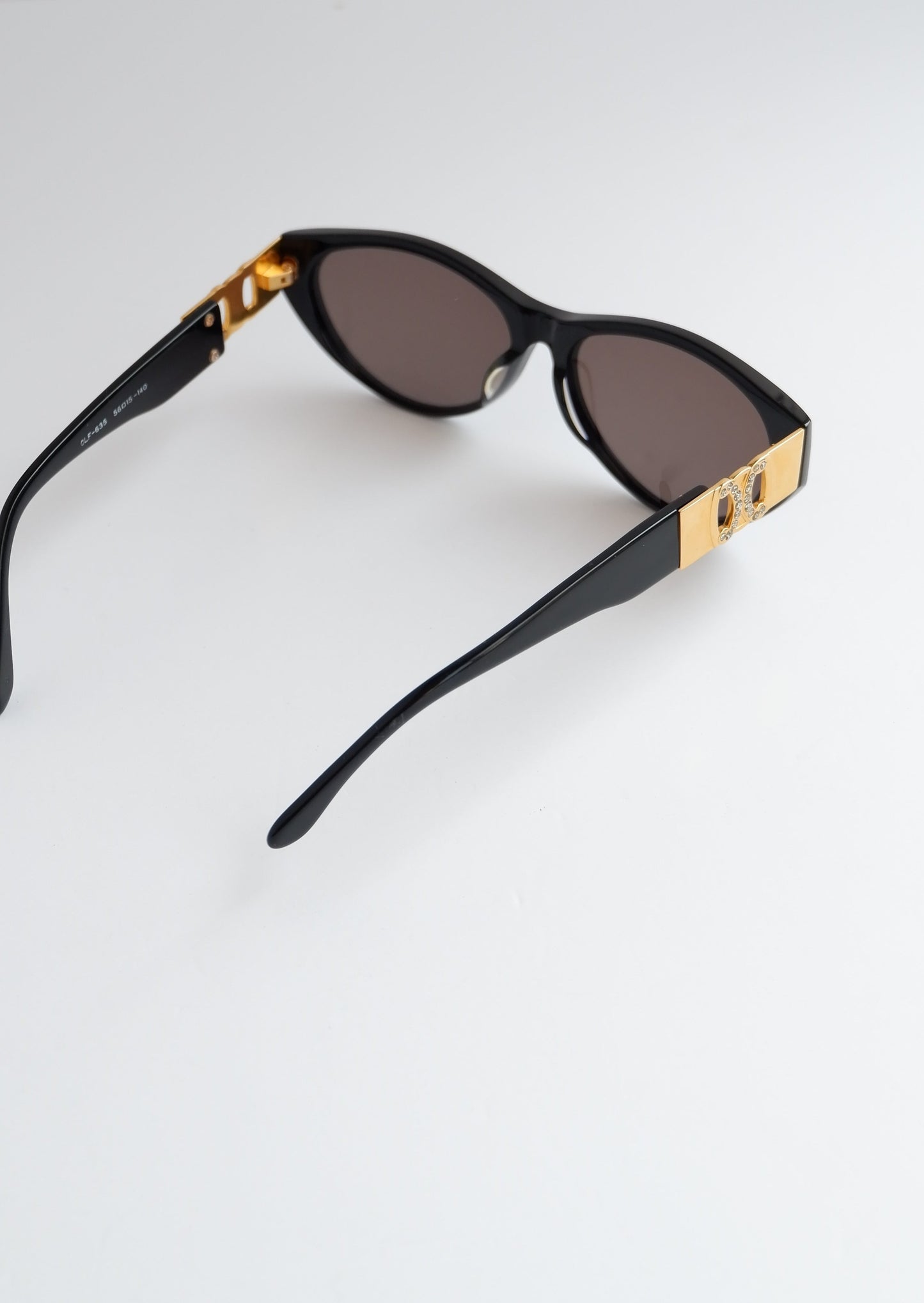 Authentic Preowned Vintage Celine Black Gold/ Embellished Logo Cat Eye Sunglasses