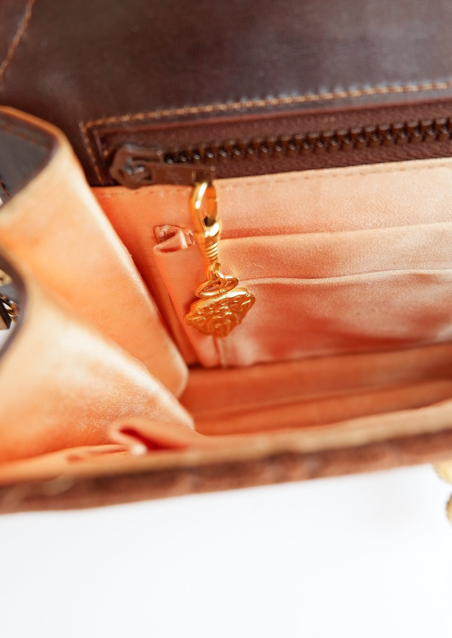 Authentic Preowned Vintage Gucci Brown Velvet GG Print Shoulder Bag