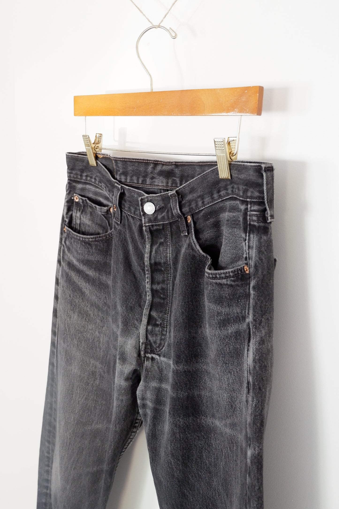 Levis Vintage 501 Black Straight Leg Jeans - 33