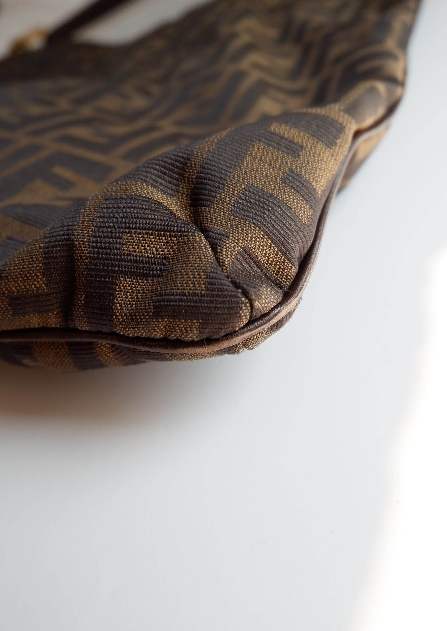 Authentic Preowned Vintage Fendi Zucca Print Large Shoulder Bag