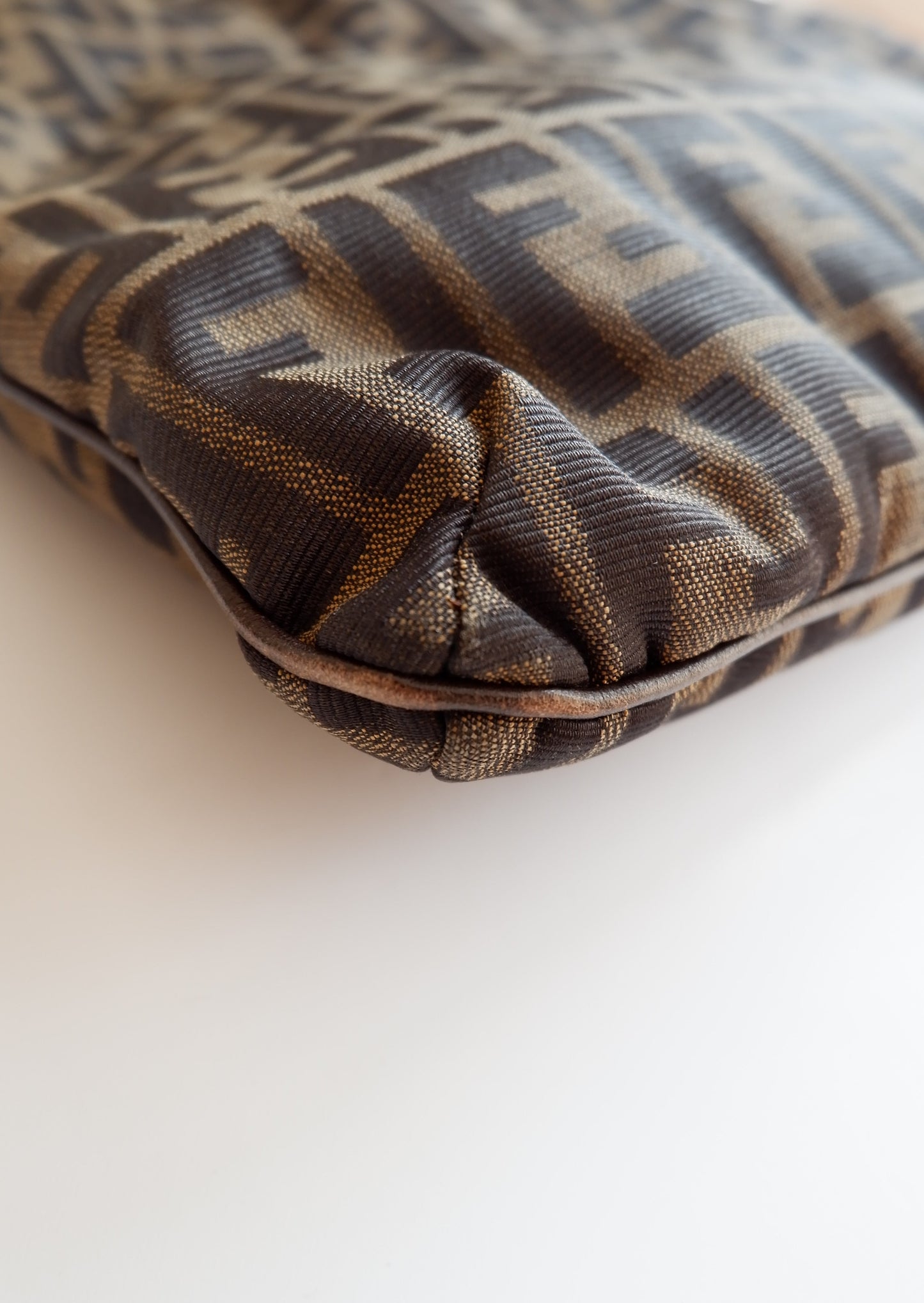 Authentic Preowned Vintage Fendi Zucca Print Large Shoulder Bag