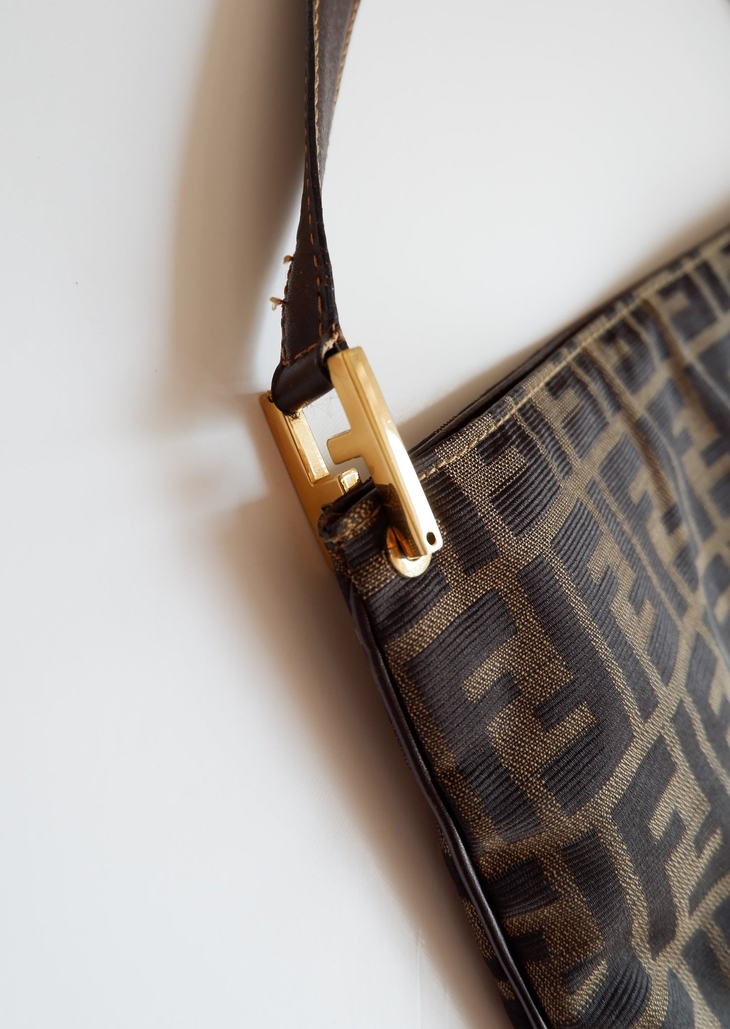 Authentic Preowned Vintage Fendi Zucca Print Large Shoulder Bag