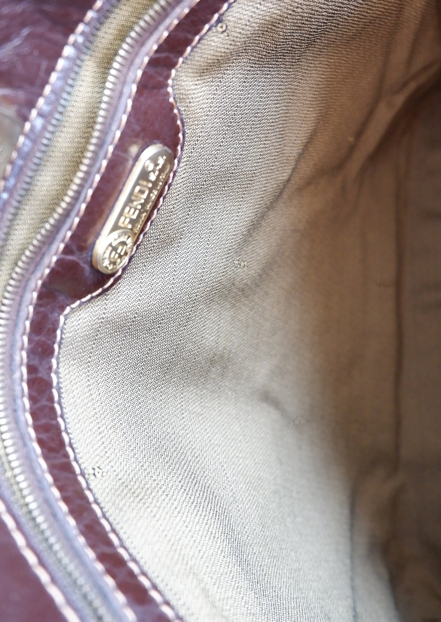 Authentic Preowned Vintage Fendi Zucca Print Large Shoulder Bag