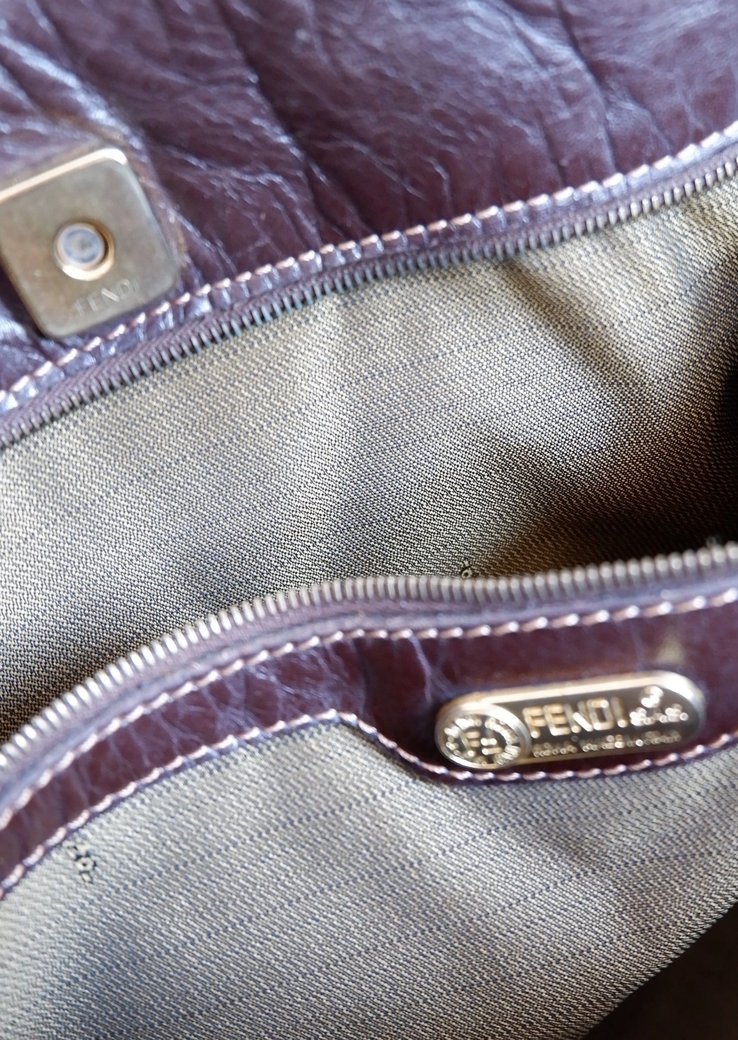 Authentic Preowned Vintage Fendi Zucca Print Large Shoulder Bag