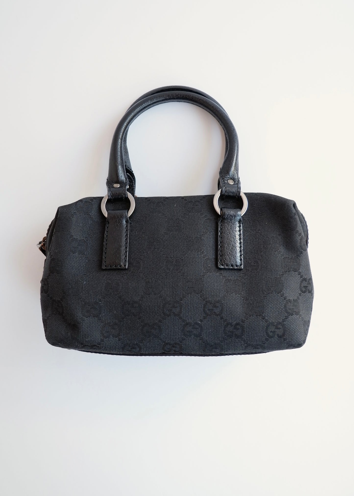 Authentic Preowned Gucci Black GG Canvas Mini Boston Bag