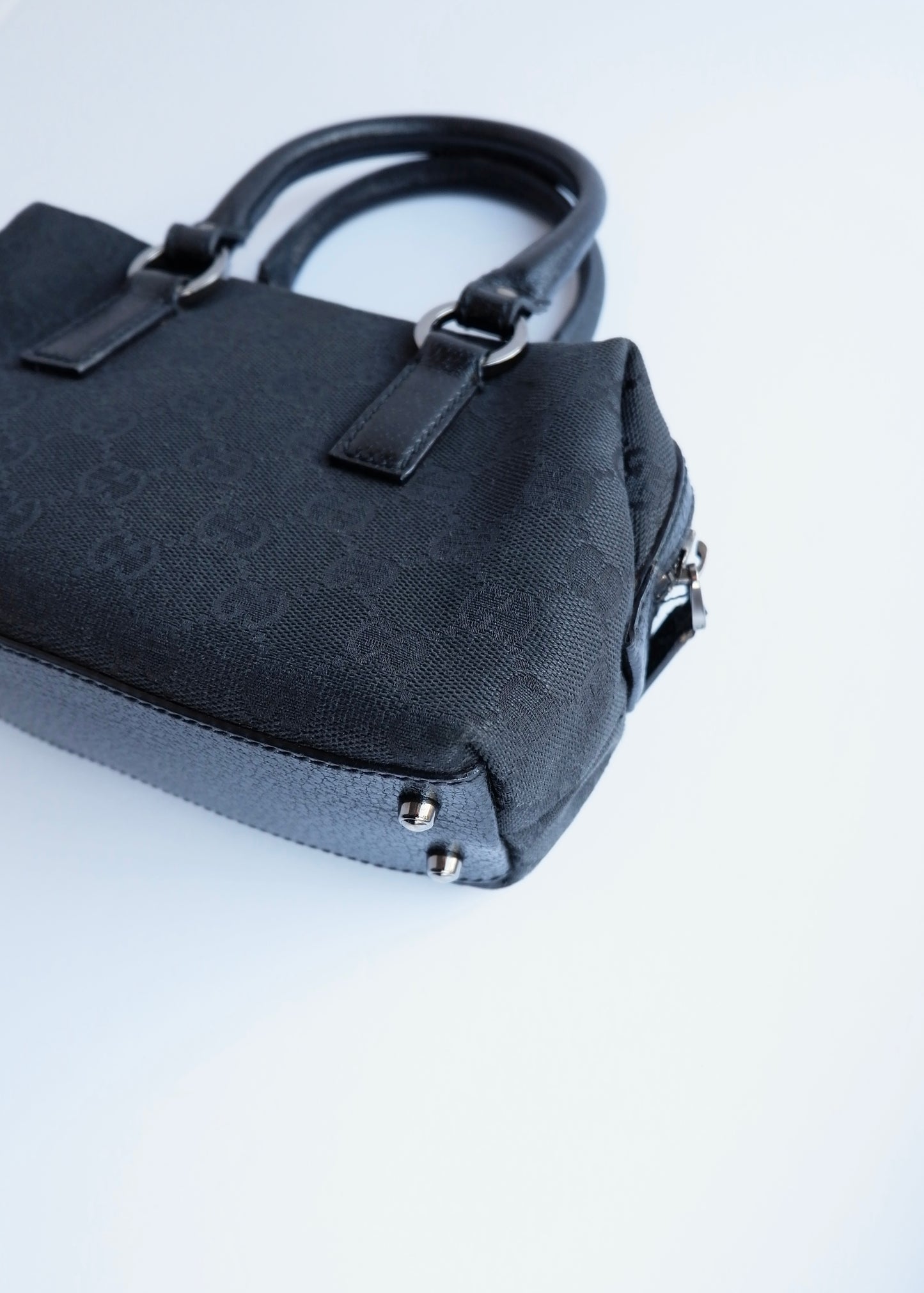 Authentic Preowned Gucci Black GG Canvas Mini Boston Bag