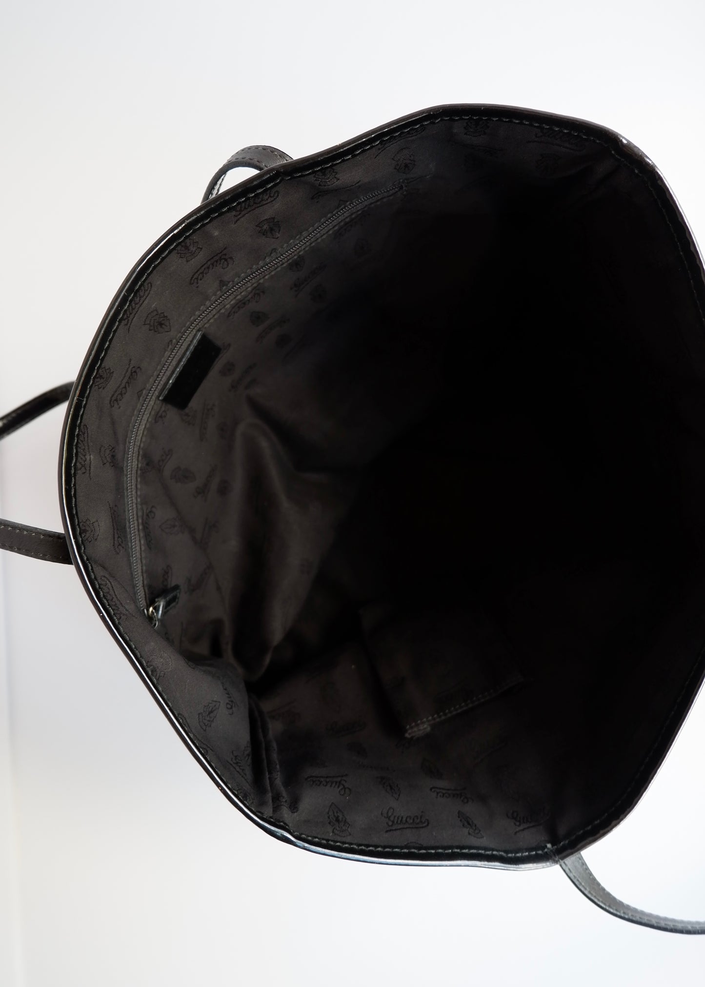 Authentic Preowned Gucci Black GG Canvas/Patent Leather Tote Bag