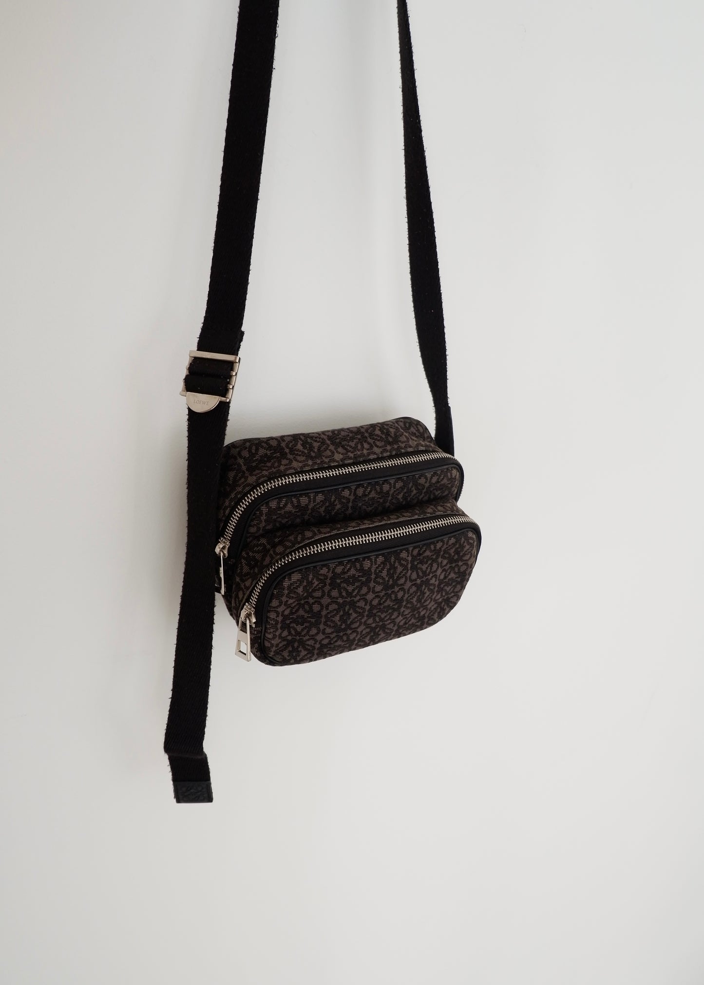 Authentic Preowned Loewe Black Canvas Anagram Crossbody Bag